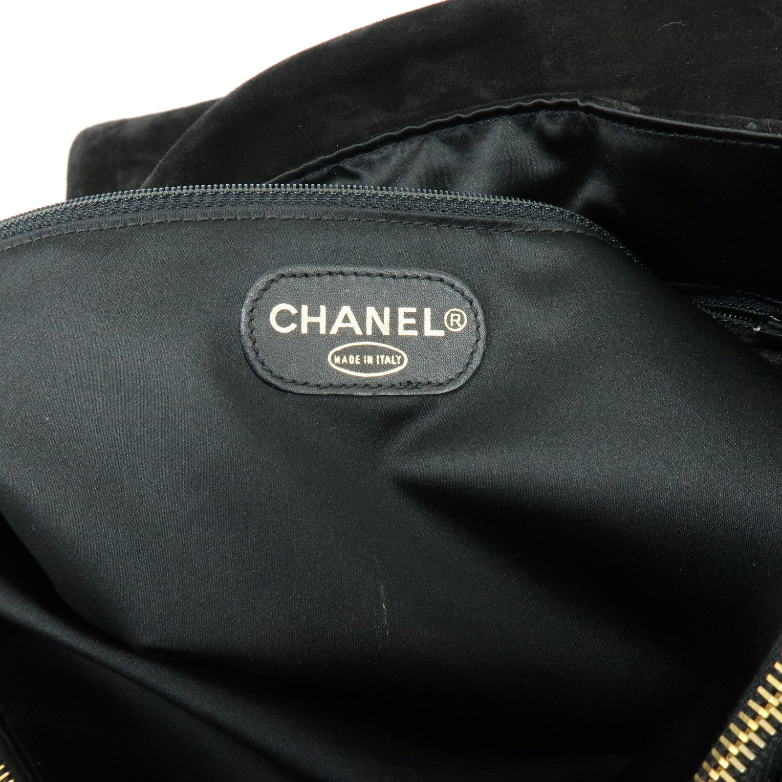 CHANEL Matelasse COCO Mark Suede Lamb Skin Shoulder Bag Black