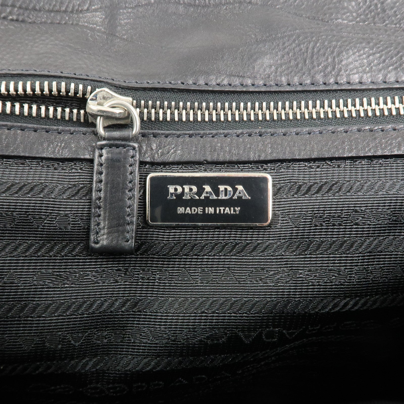 PRADA Triangle Logo Nylon Leather Shoulder Bag Black BR2418