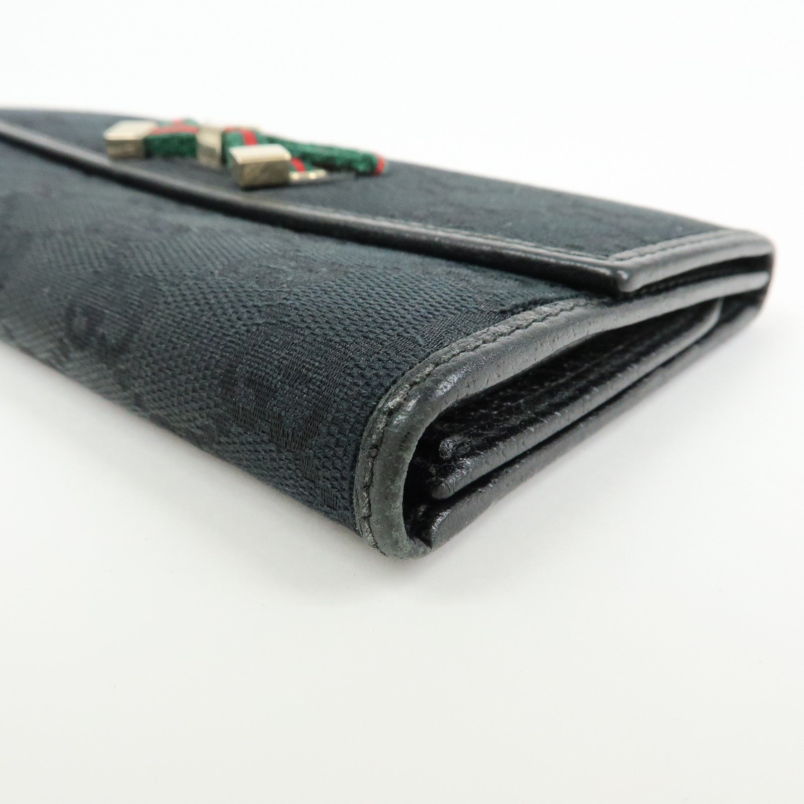 GUCCI  Princy GG Canvas Leather Long Wallet Black 167468