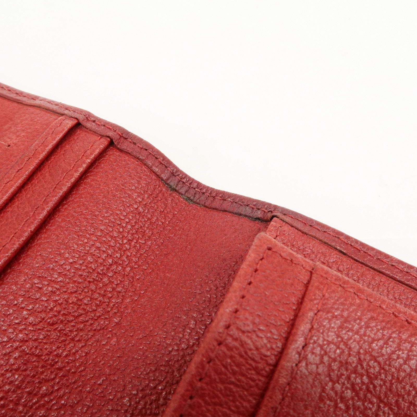 CHANEL COCO Mark Camellia Logo Leather Flap Long Wallet Red