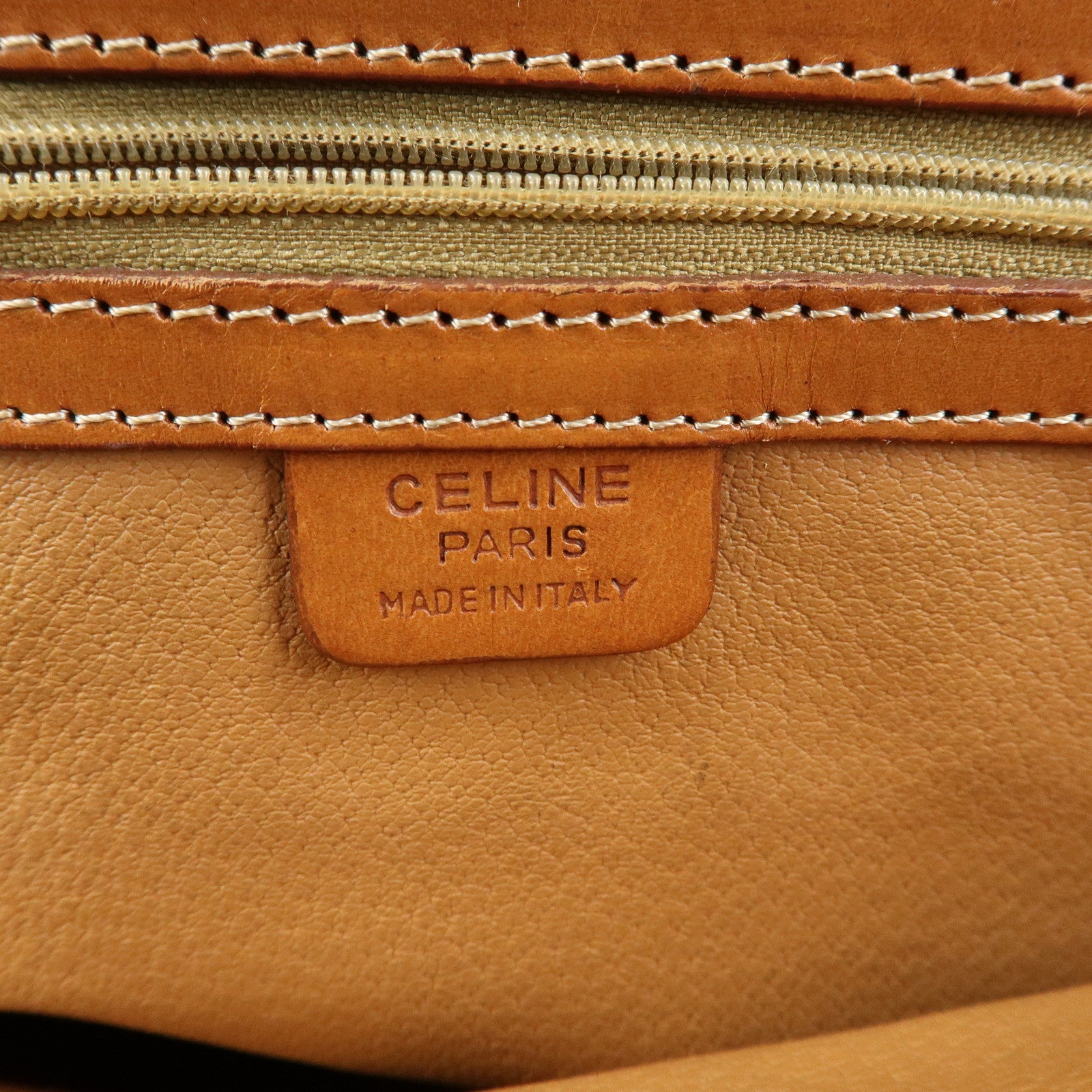 CELINE Macadam PVC Leather Hand Bag Brown