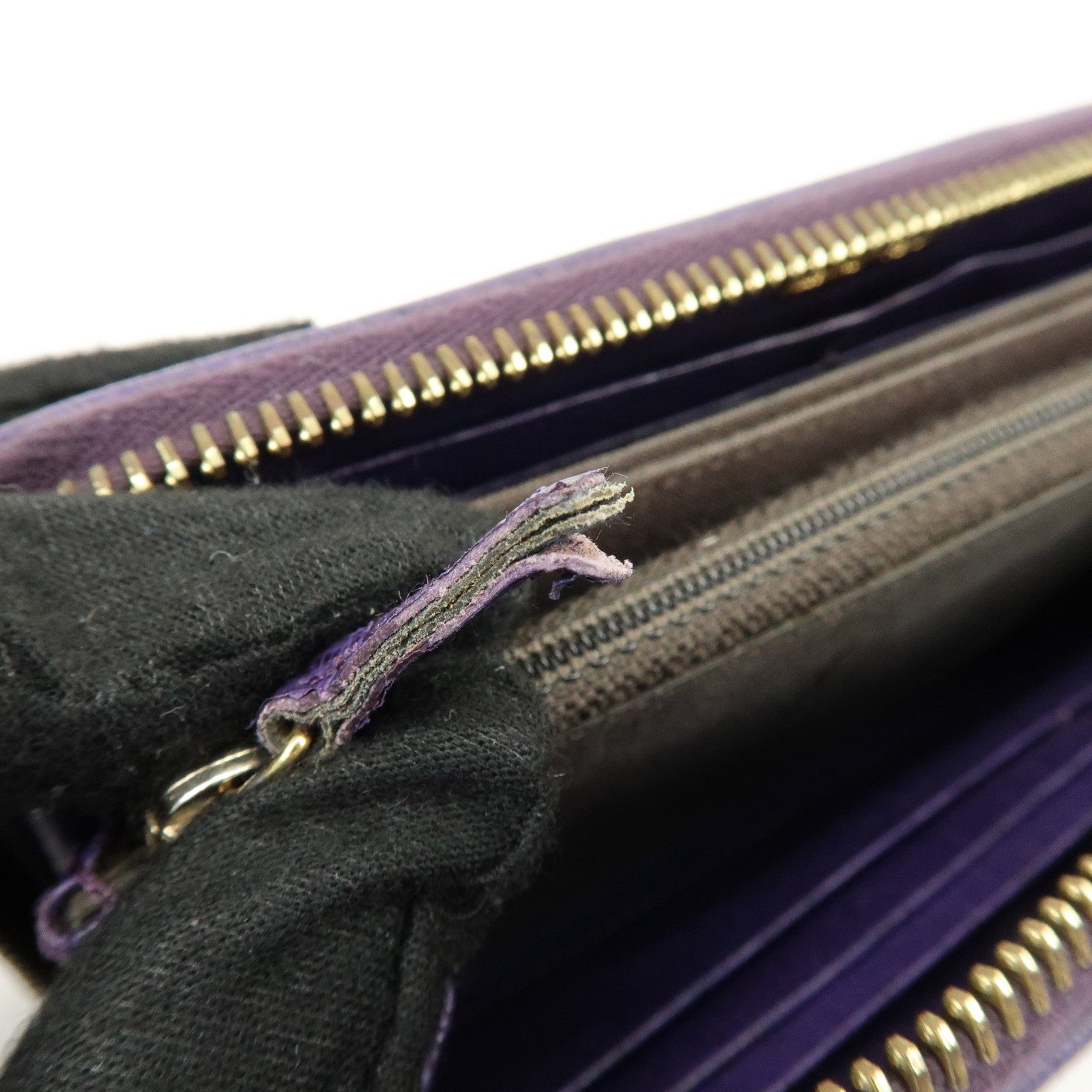 FENDI Zucca PVC Coated Canvas Leather Wallet Brown Purple 8M0899