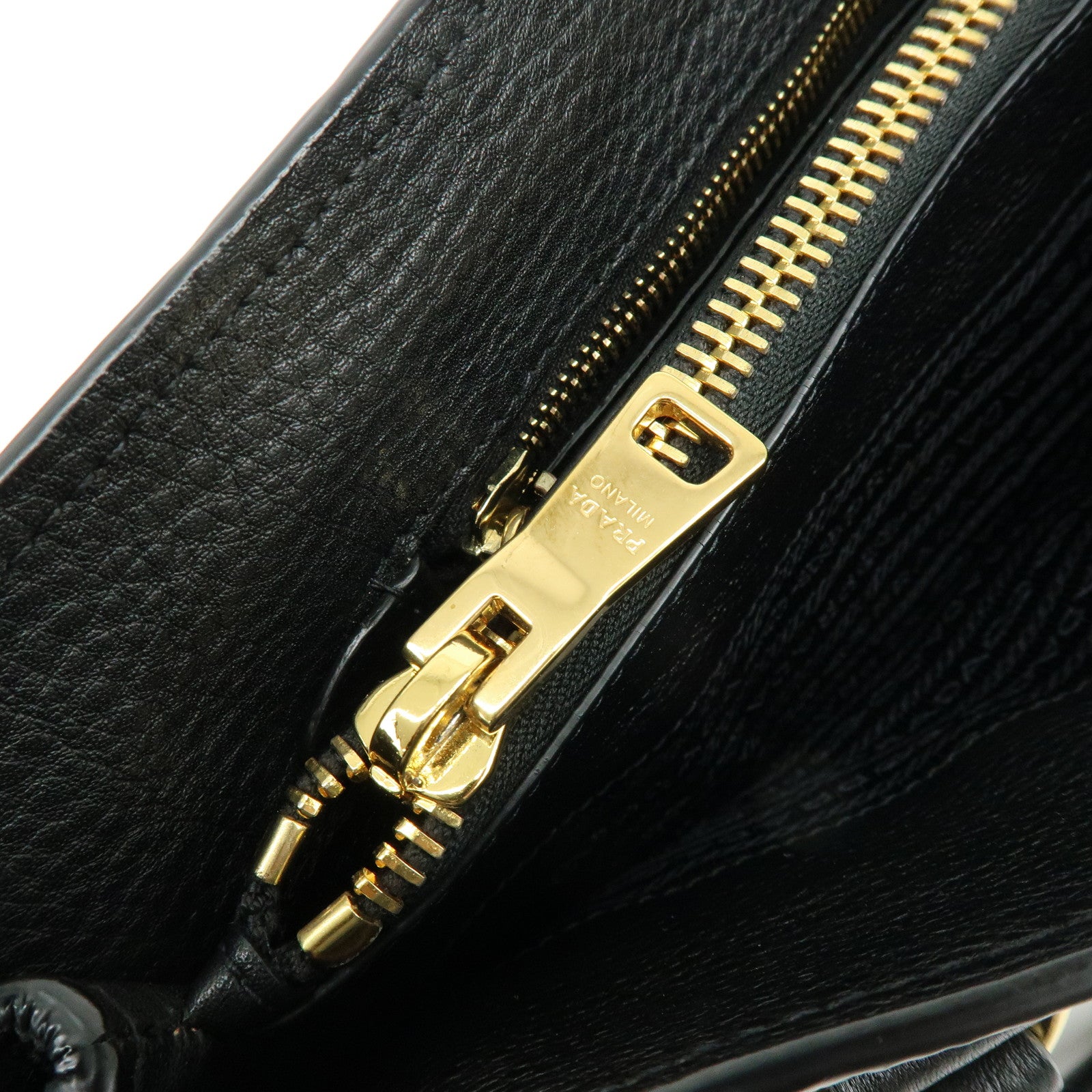 PRADA Calf Leather Tote Bag Hand Bag Black BN2579