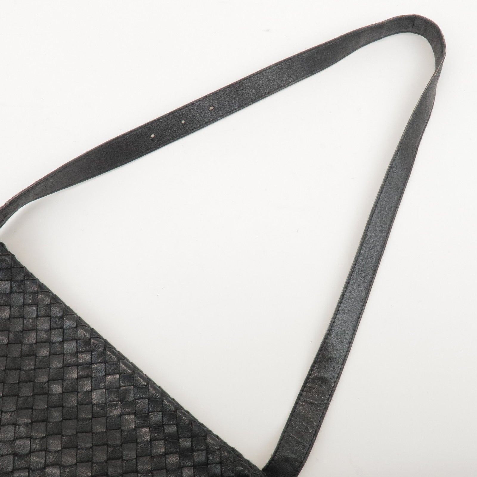 BOTTEGA VENETA Intrecciato Leather Shoulder Bag Black 105001