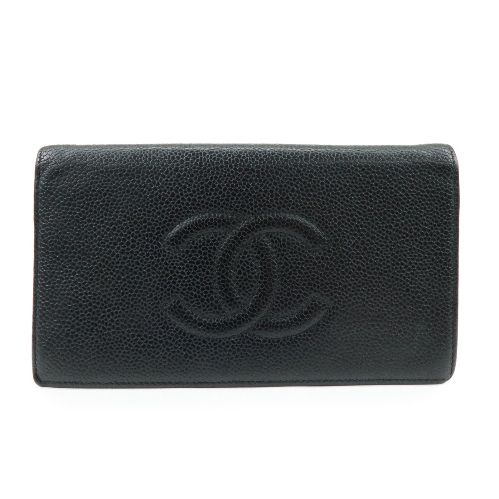 Chanel COCO Mark Caviarskin Long Flap Wallet Black