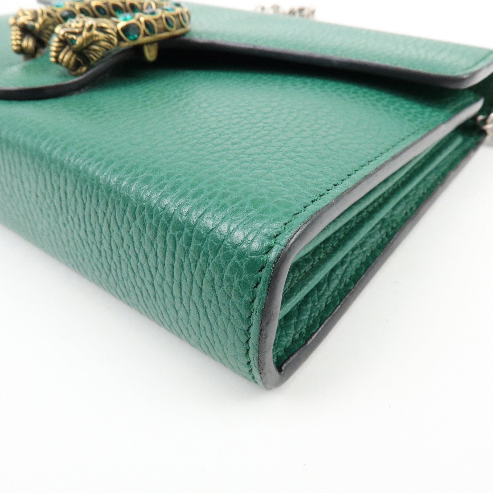 GUCCI Dionysus Leather Chain Shoulder Bag Wallet Green 401231