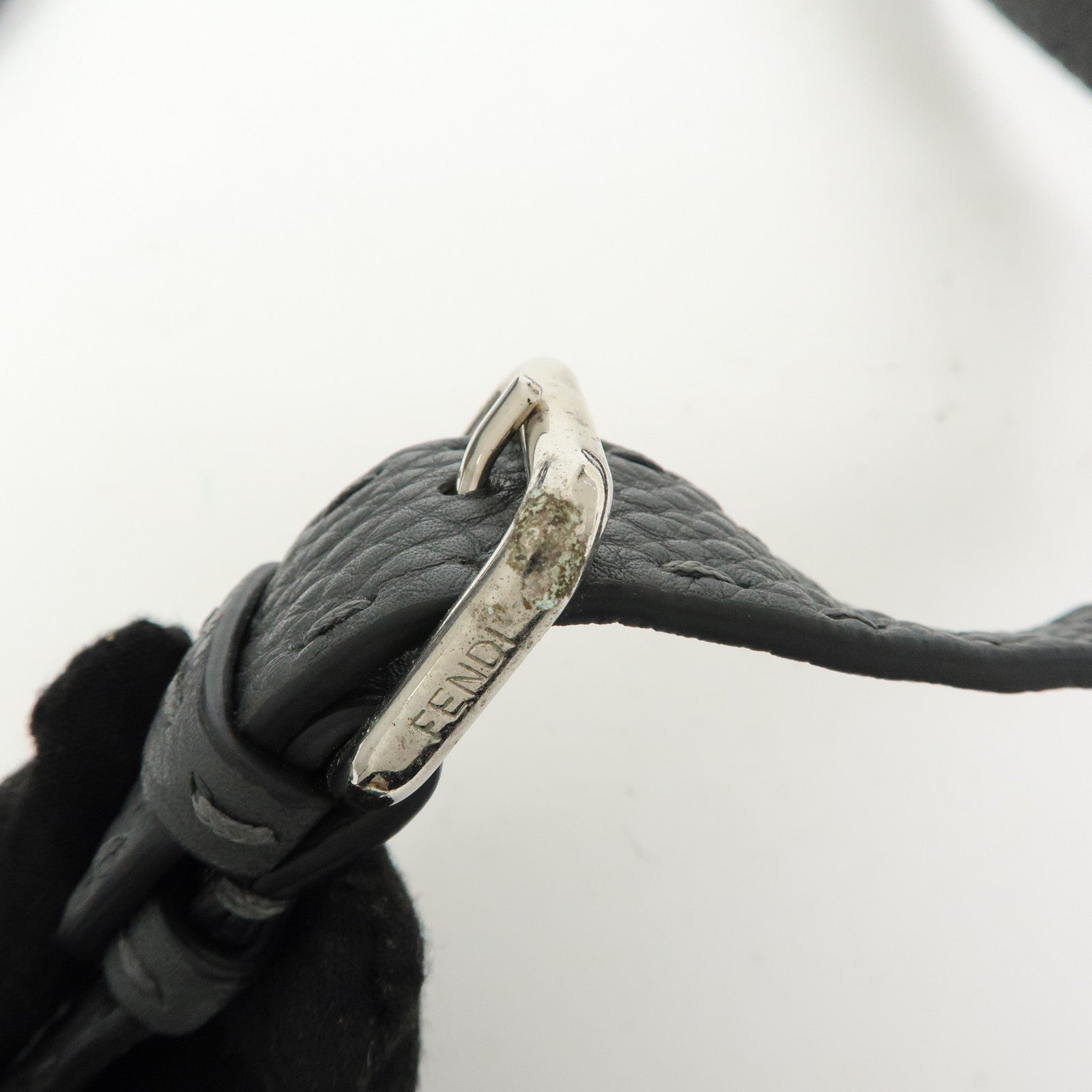 FENDI Peekaboo Selleria Leather 2Way Hand Shoulder Bag Gray 8BN290