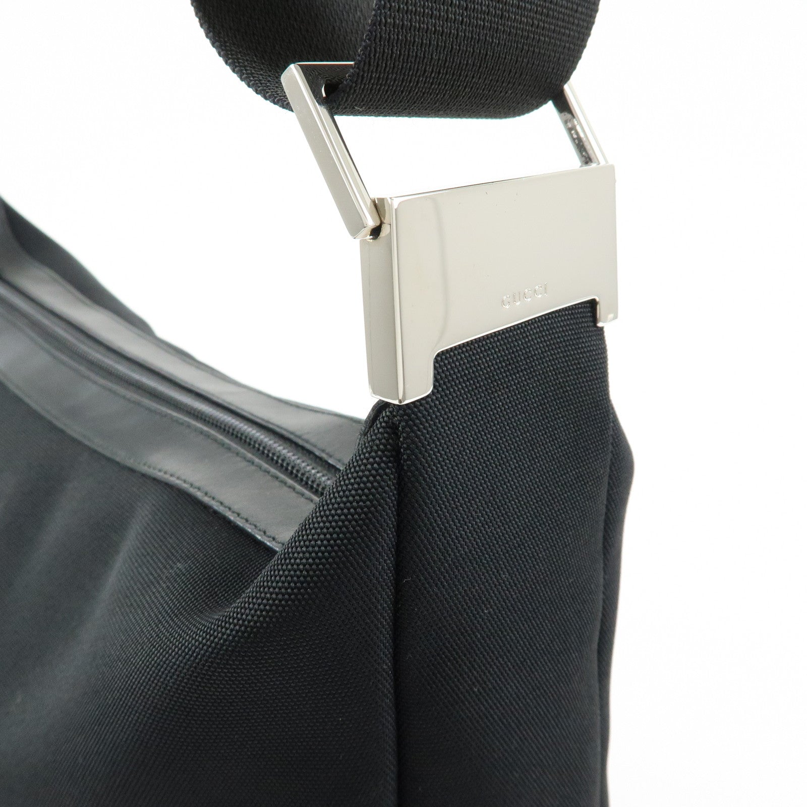 GUCCI Nylon Leather Shoulder Bag Crossbody Bag Black 34037