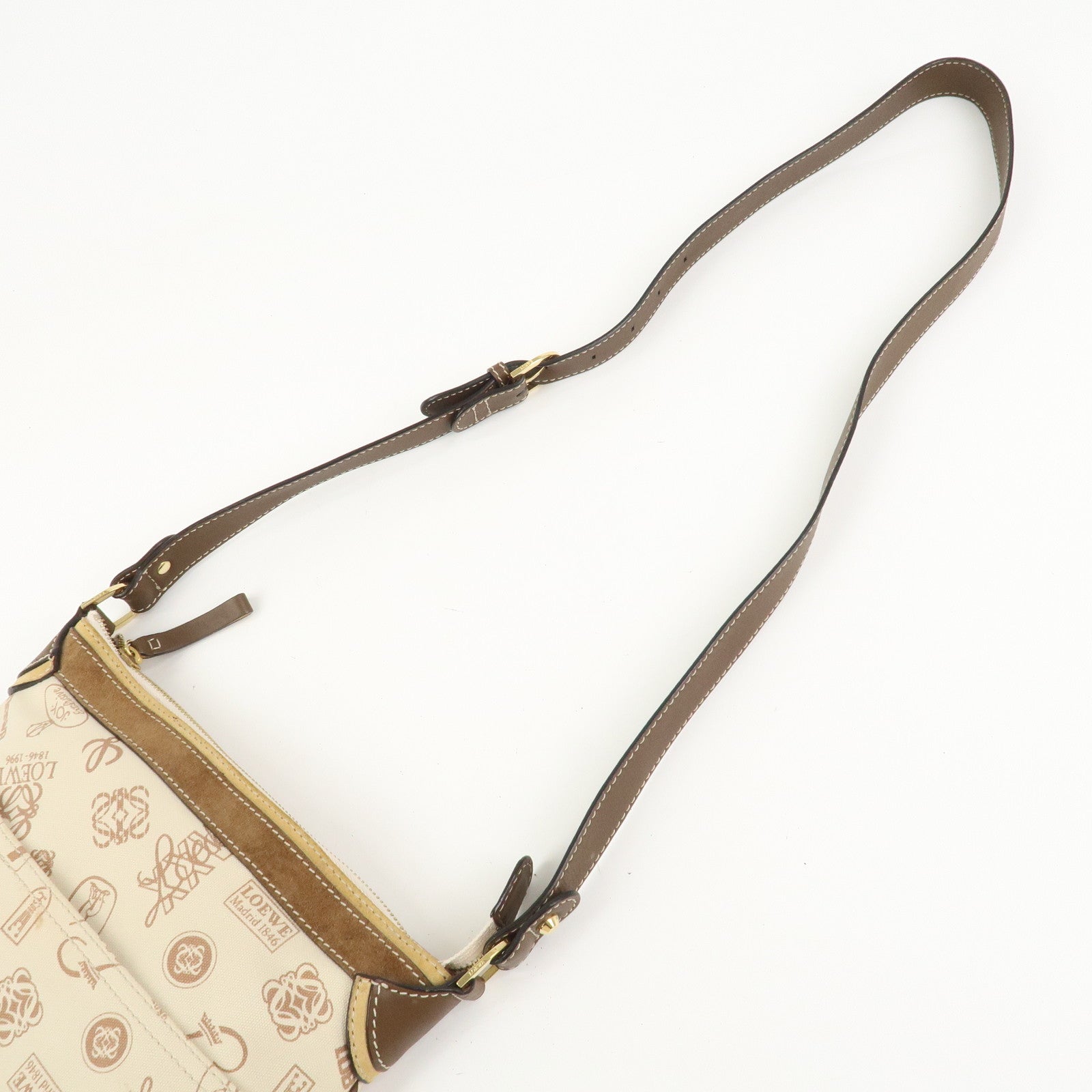 LOEWE Anagram Canvas Suede Leather Shoulder Bag 160th Anniversary
