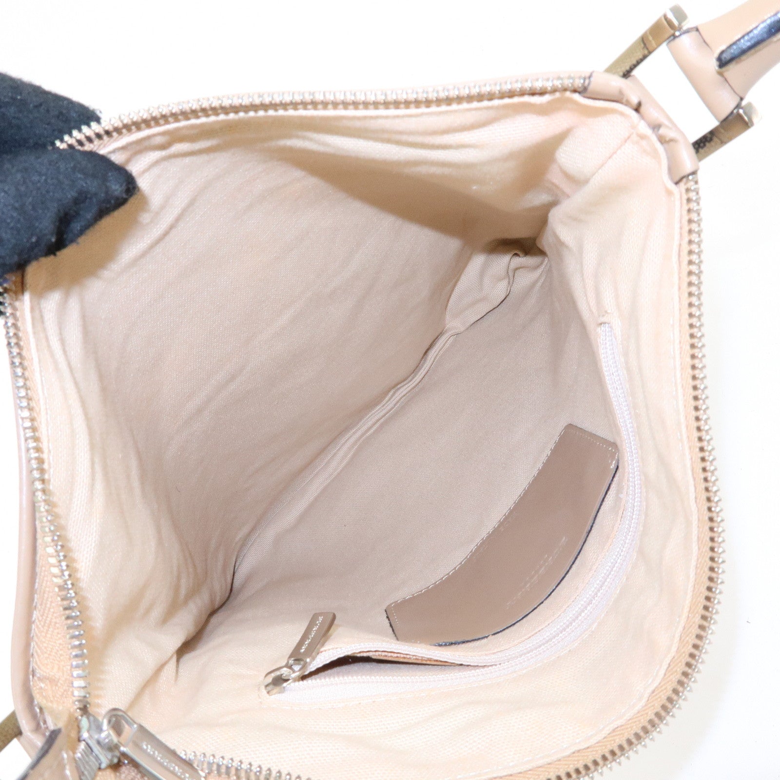 BURBERRY Nova Plaid Canvas Leather Shoulder Bag Beige