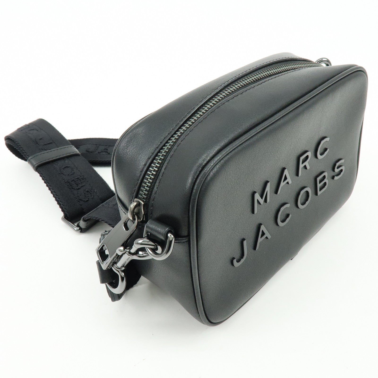 MARC JACOBS Leather Nylon Shoulder Bag Crossbody Bag Black
