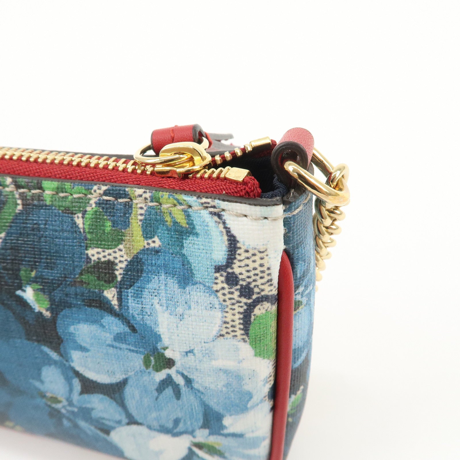 GUCCI GG Supreme GG Blooms Cosmetic Pouch Hand Bag Blue Red 429766