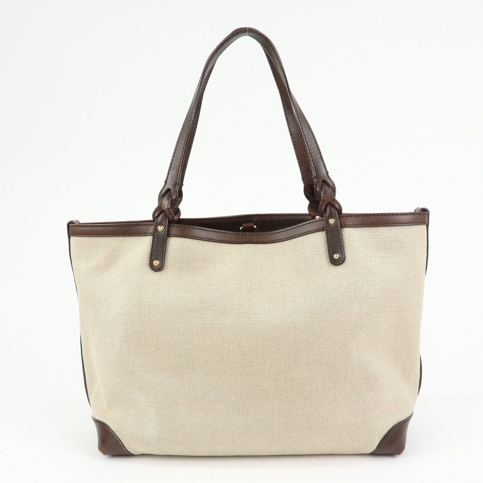 GUCCI Gucci Craft GG Canvas Leather Tote Bag Beige Brown 247209