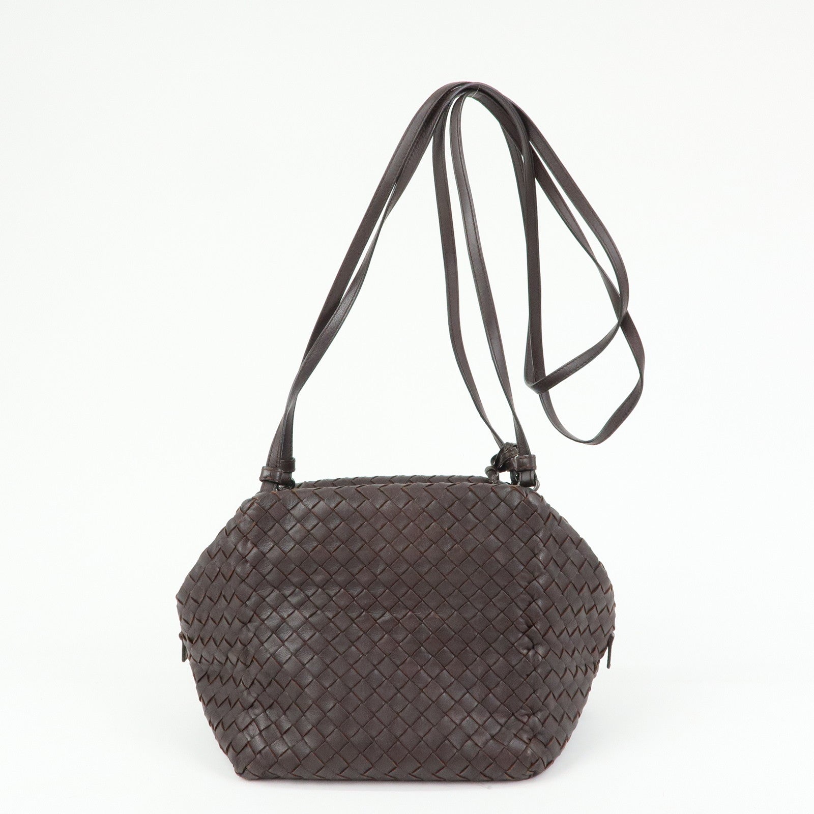 BOTTEGA VENETA Intrecciato Leather Shoulder Bag Brown 255693