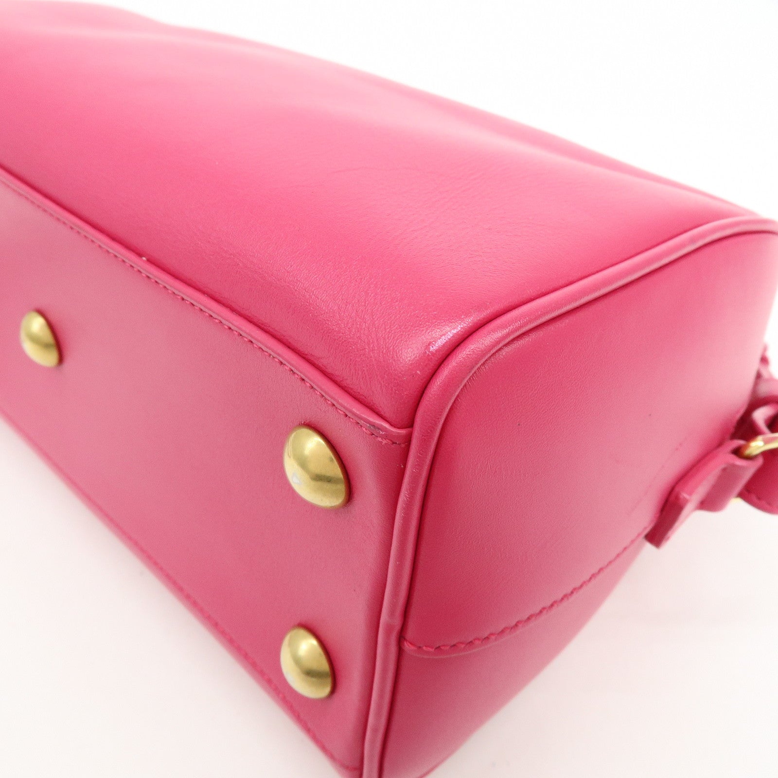 SAINT LAURENT PARIS BABY DUFFLE Leather 2WAY Bag Pink 330958