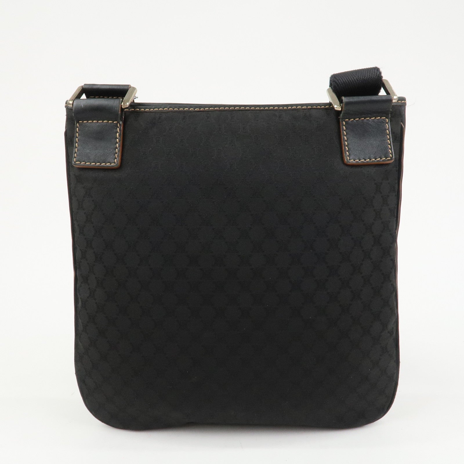 CELINE Macadam Logo Canvas Leather Shoulder Bag Crossbody Bag Black