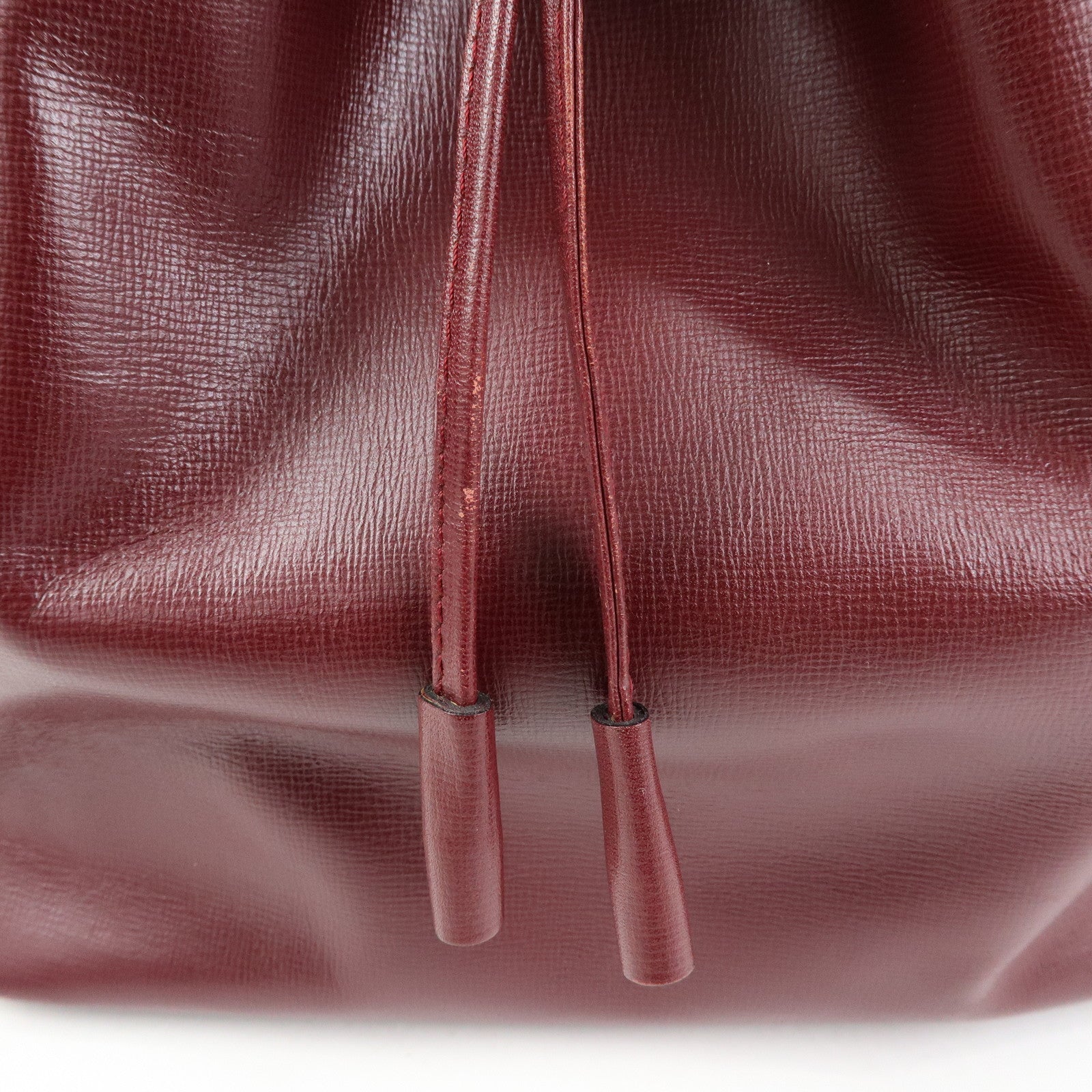 Cartier Must de Cartier Leather Drawstring Shoulder Bag Bordeaux