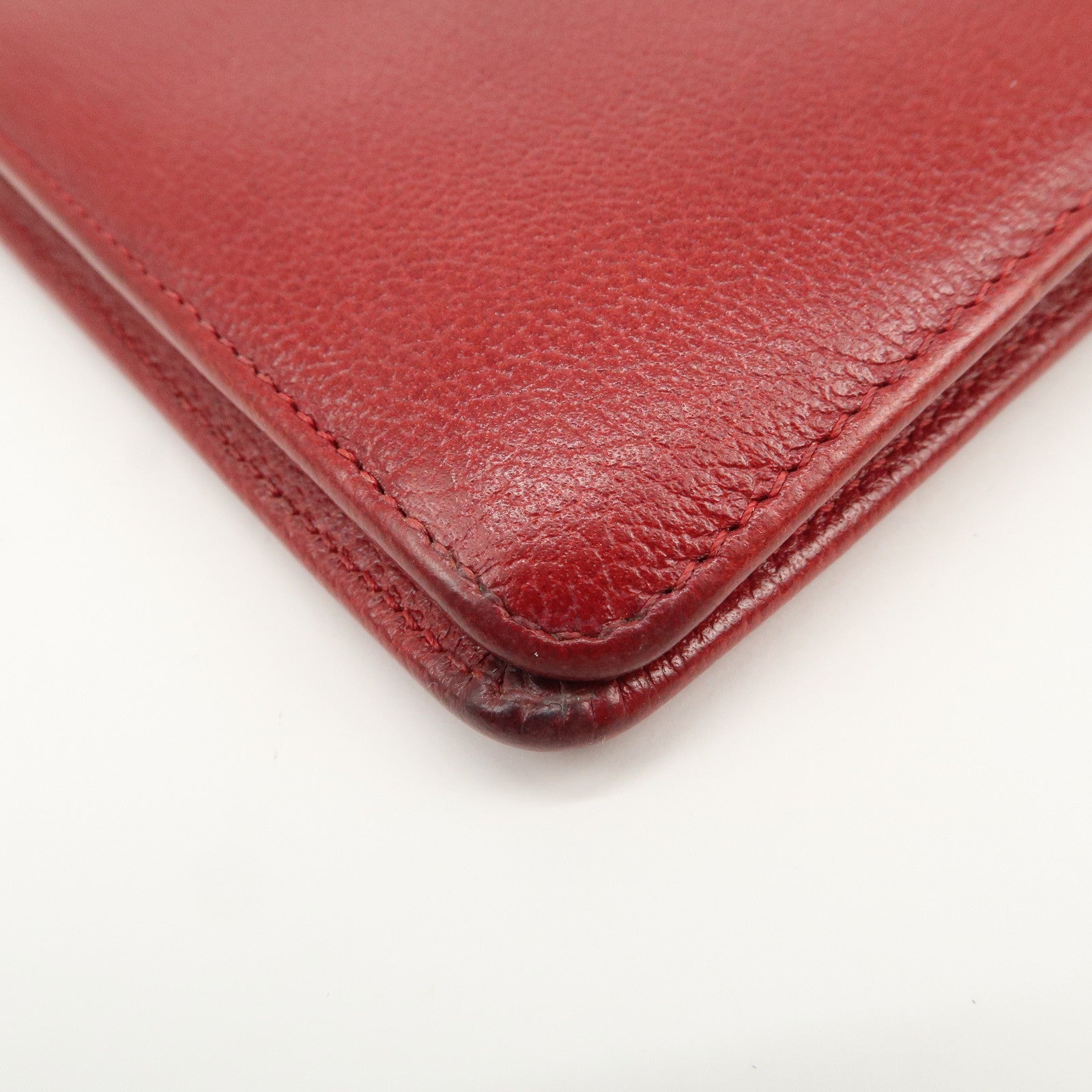 CHANEL COCO Mark Camellia Logo Leather Flap Long Wallet Red