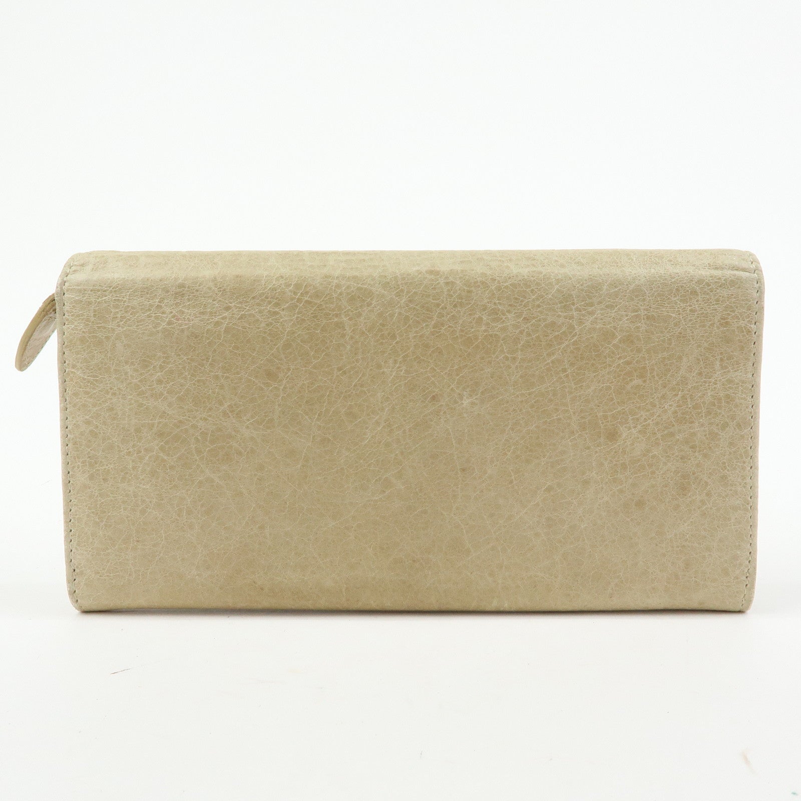BALENCIAGA City Leather The Money Long Wallet Beige 163471