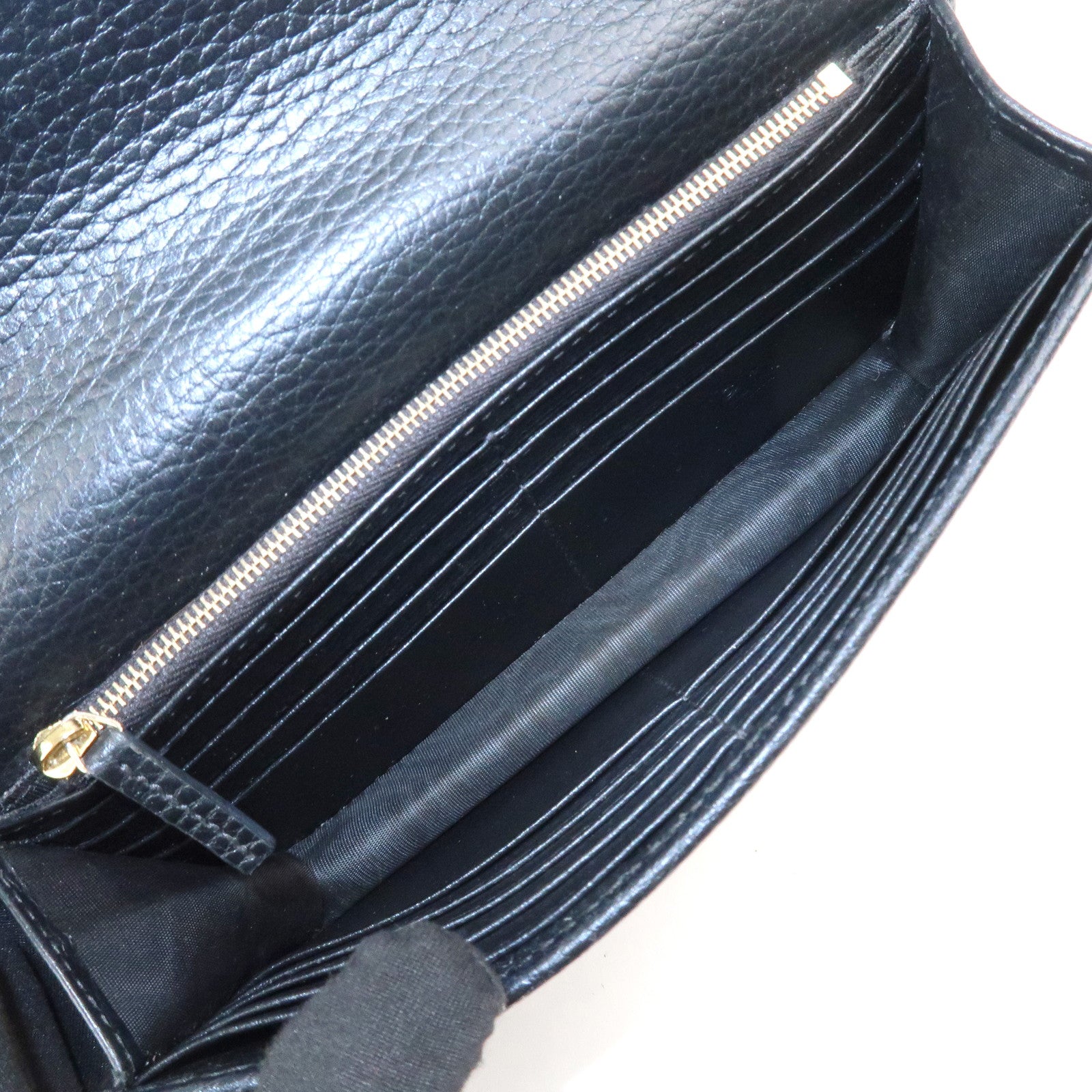 GUCCI Interlocking G Leather Chain Shoulder Bag Black 615523