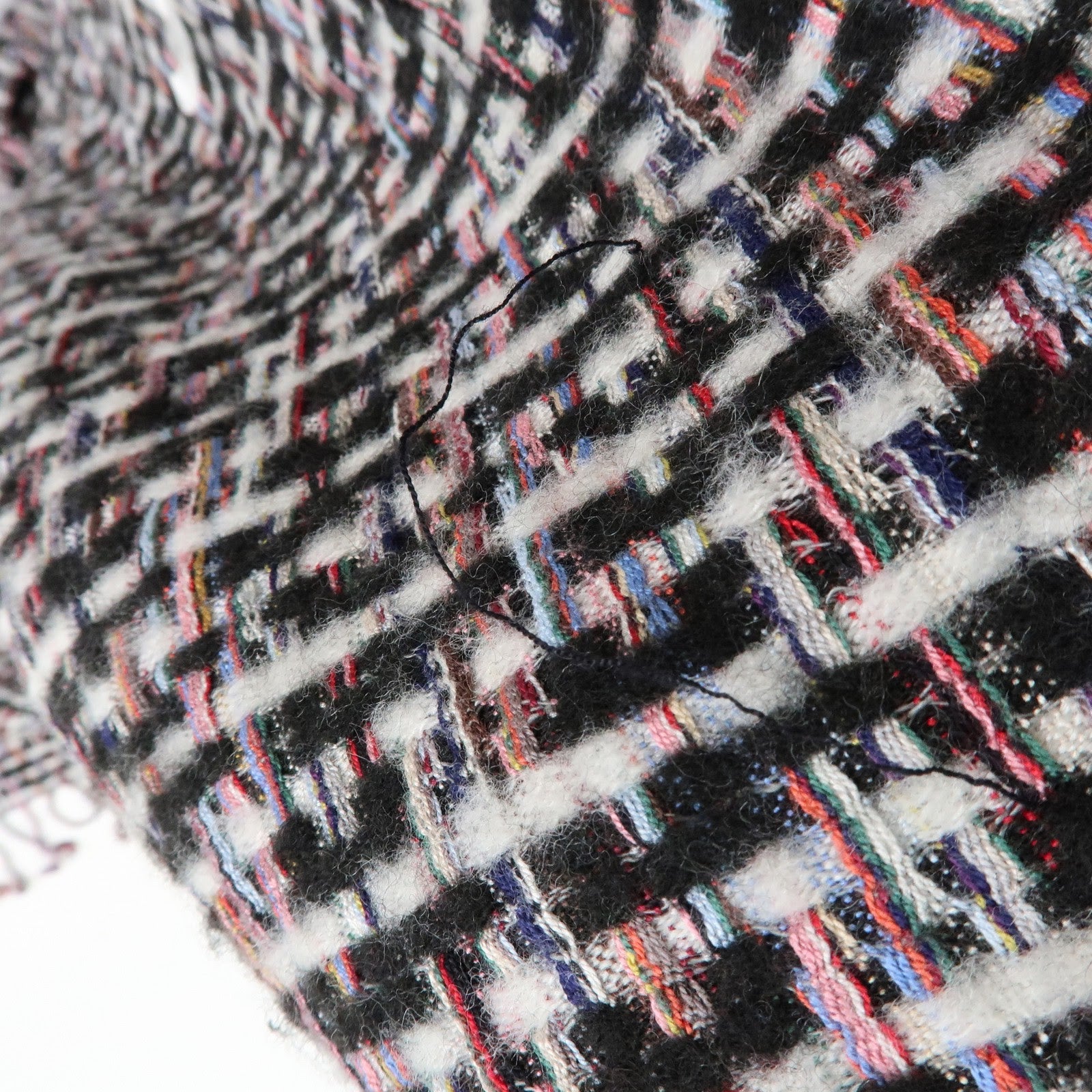 CHANEL COCO Mark Cashmere Silk Scarf Multicolor Black White