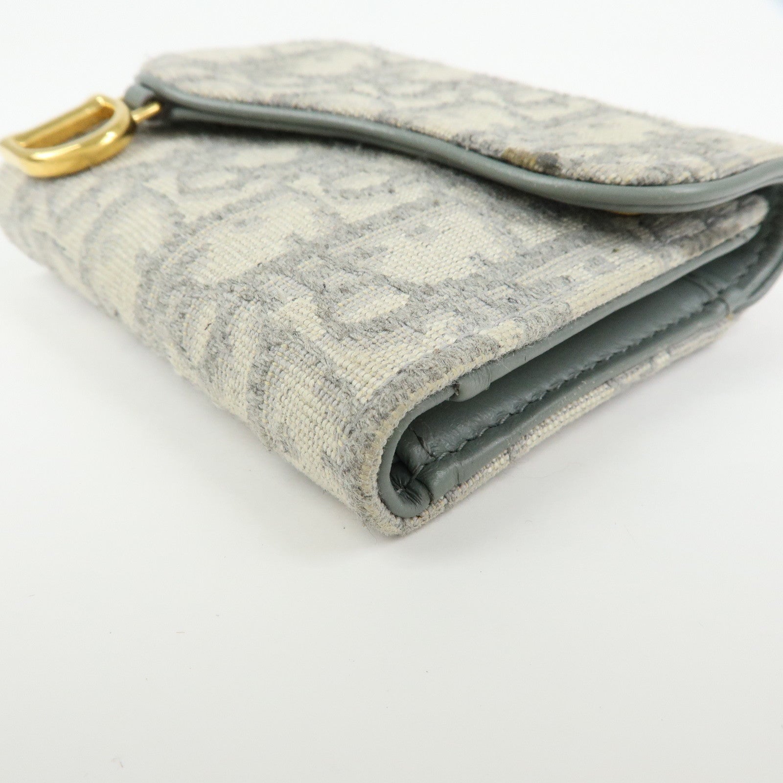 Christian Dior Trotter Jacquard Canvas Bi-fold Compact Wallet Gray