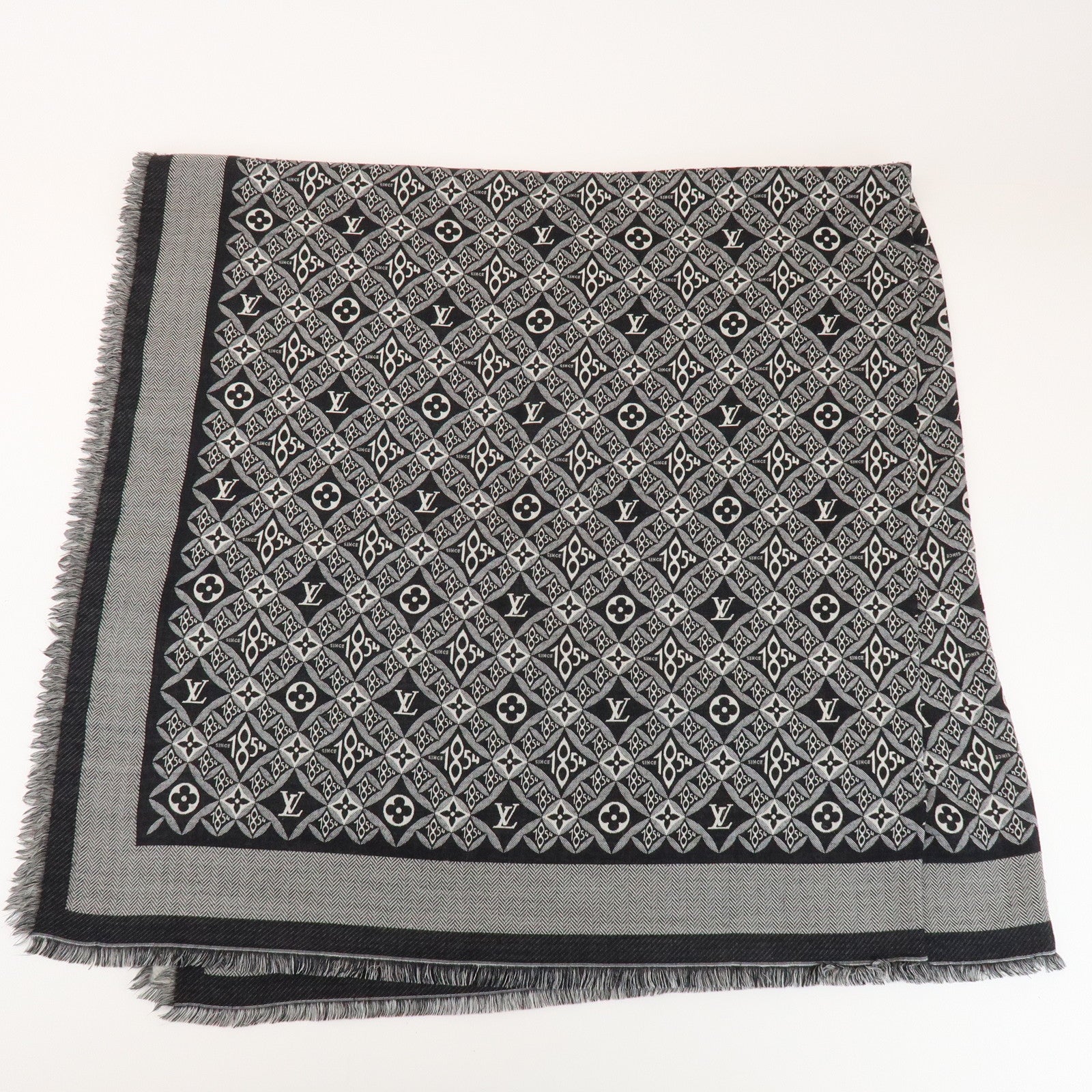 Louis Vuitton Monogram SINCE 1854 Silk Wool Scarf Black MP2821