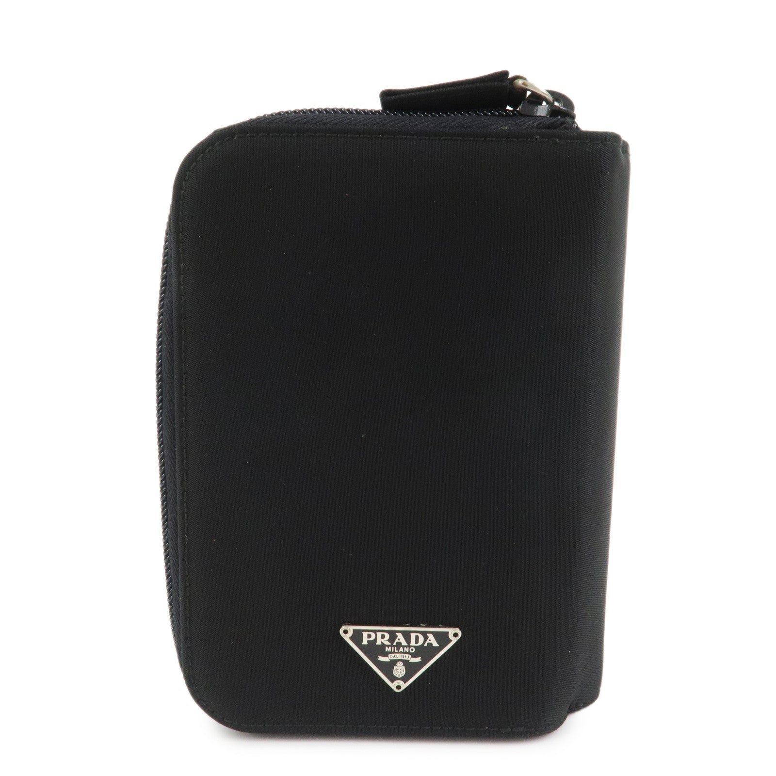 PRADA Triangle Logo Nylon Leather Planner Cover Agenda Cover Black