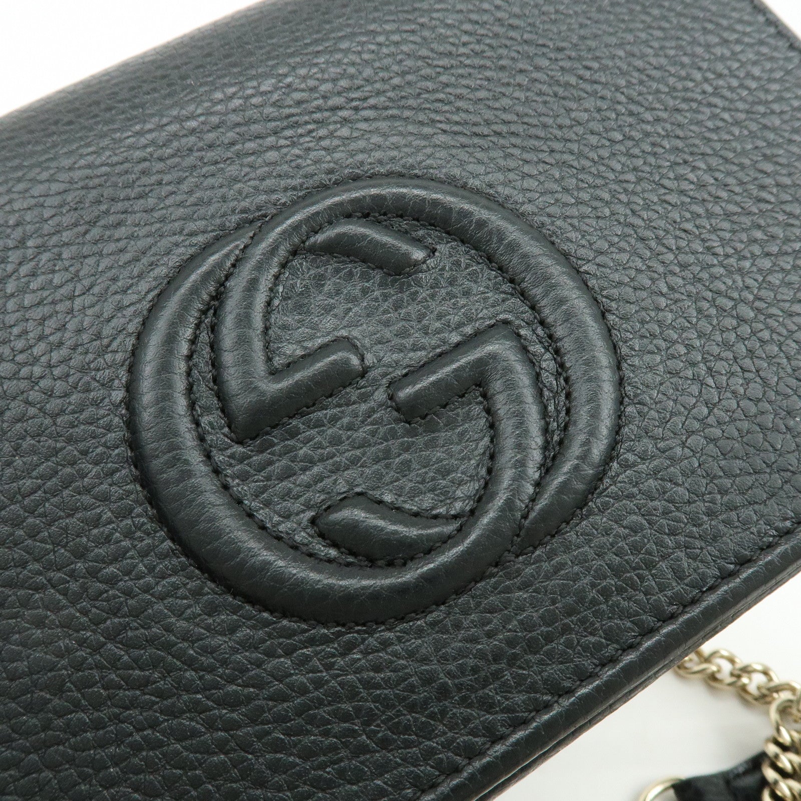GUCCI SOHO Interlocking G Chain Shoulder Wallet Bag Black 598211