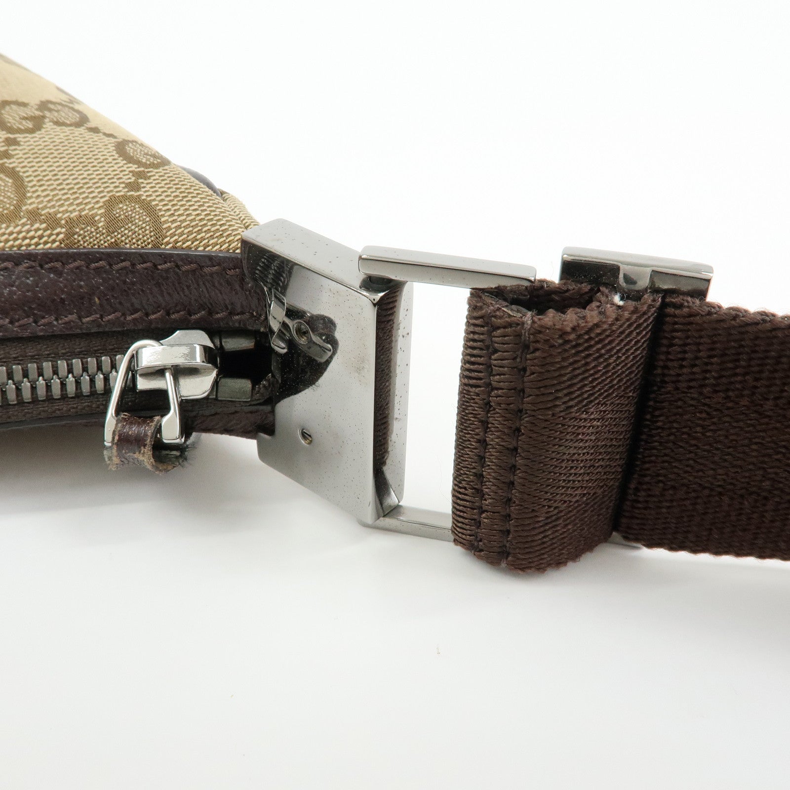 GUCCI GG Canvas Leather Shoulder Bag Crossbody Bag Beige 122790