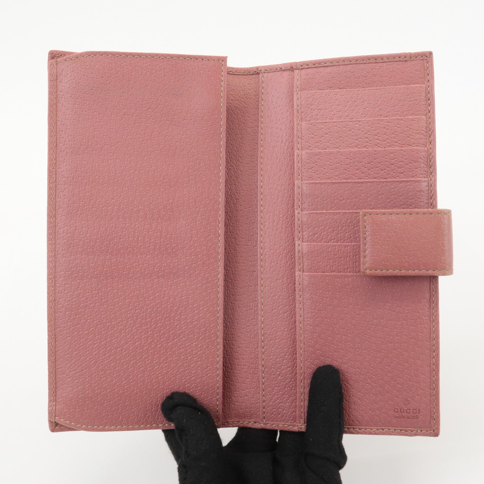 GUCCI Leather Bi-fold Long Wallet Pink 170370