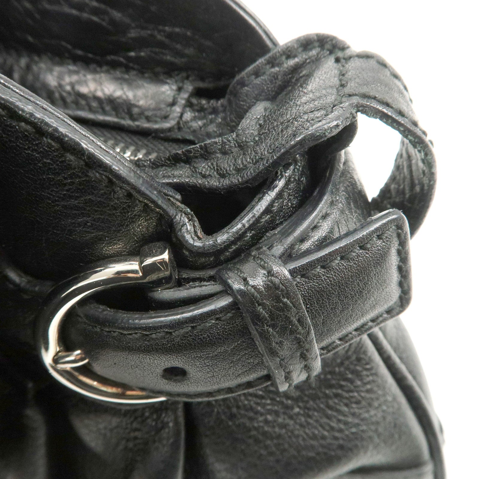 Ferragamo Gancini Leather Shoulder bag Hand Bag Black AU-21/6317 Used
