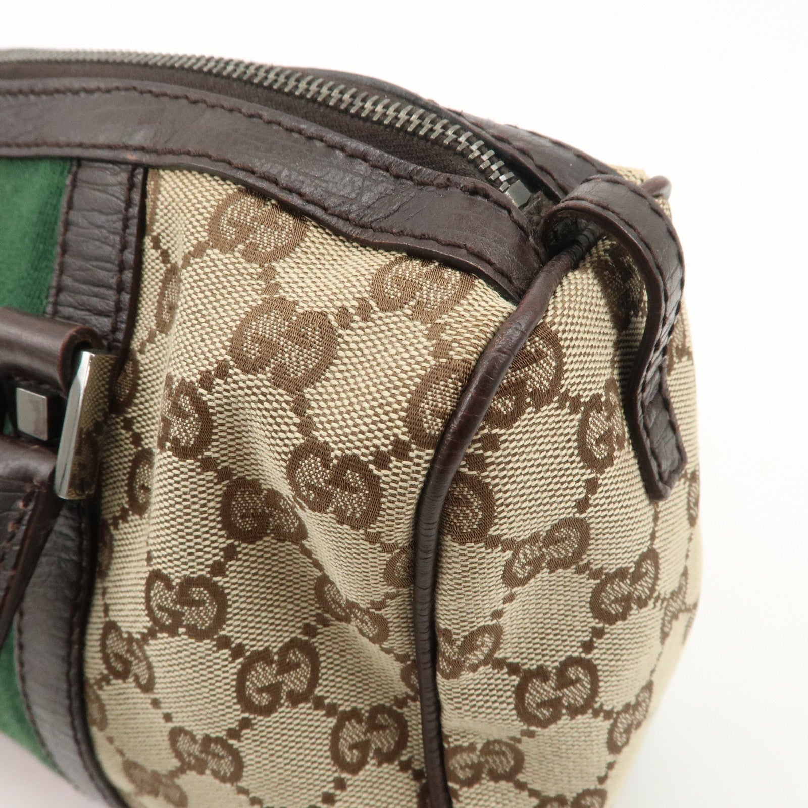 GUCCI GG Canvas Leather Mini Boston Bag Beige Brown 30458