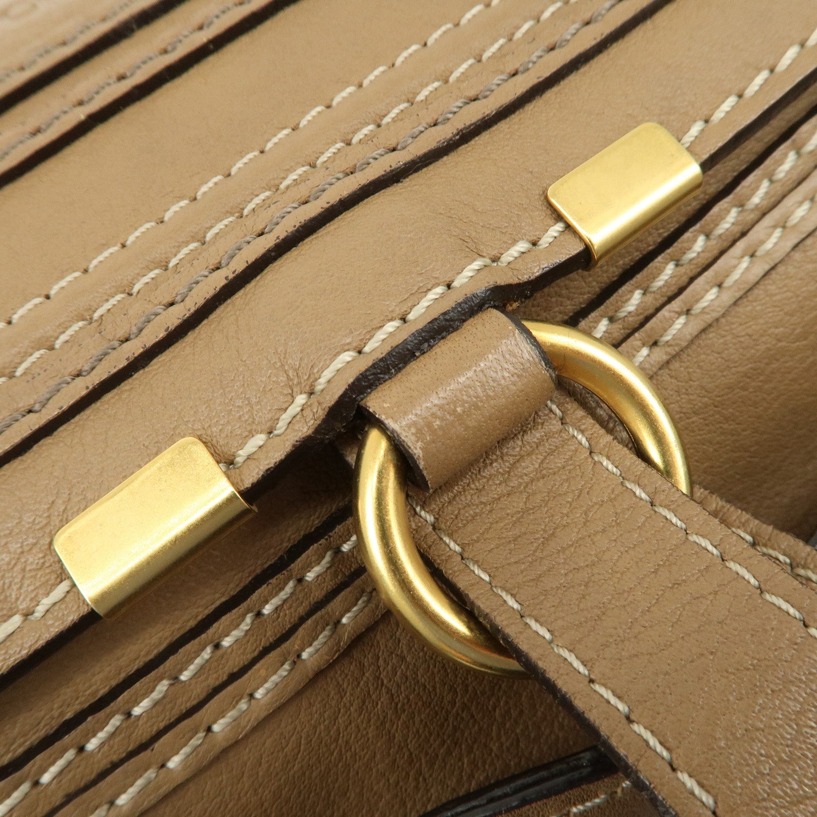 Chloe Marcie Leather Tote Bag Hand Bag Shoulder Bag Beige Used