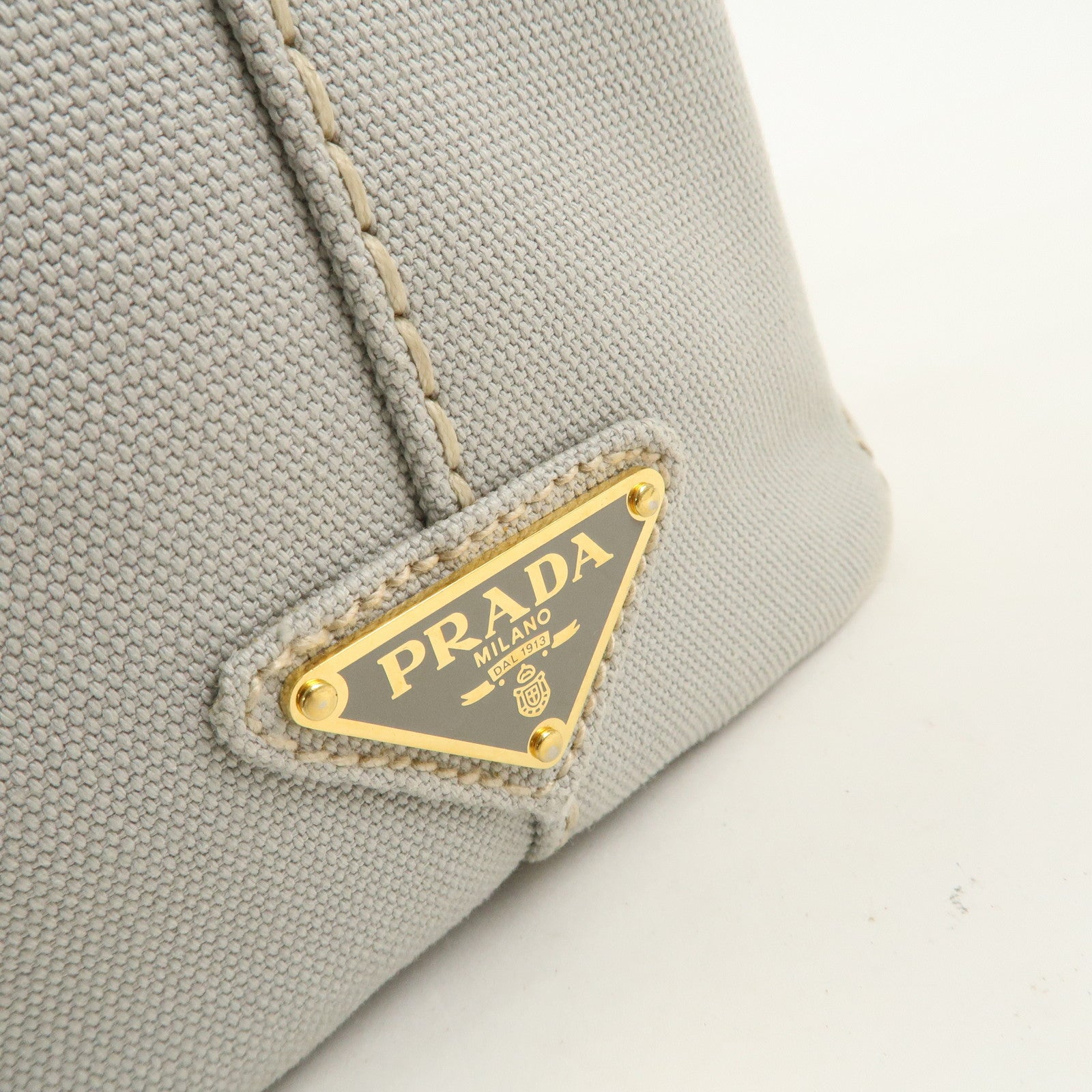 PRADA Canapa Mini Canvas 2Way Bag Tote Bag Gray Navy 1BG439