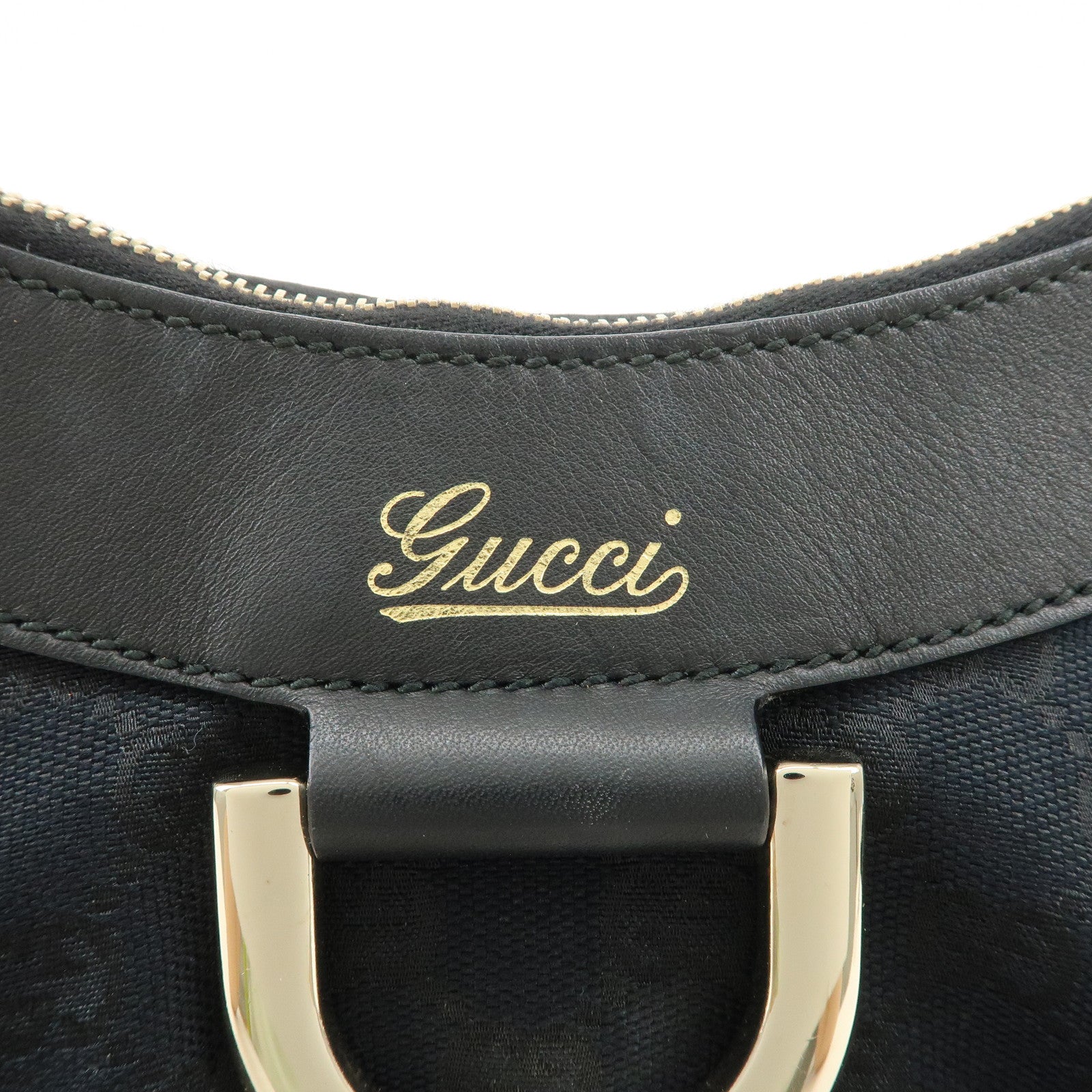 GUCCI Abbey GG Canvas Leather Shoulder Bag Black 190525