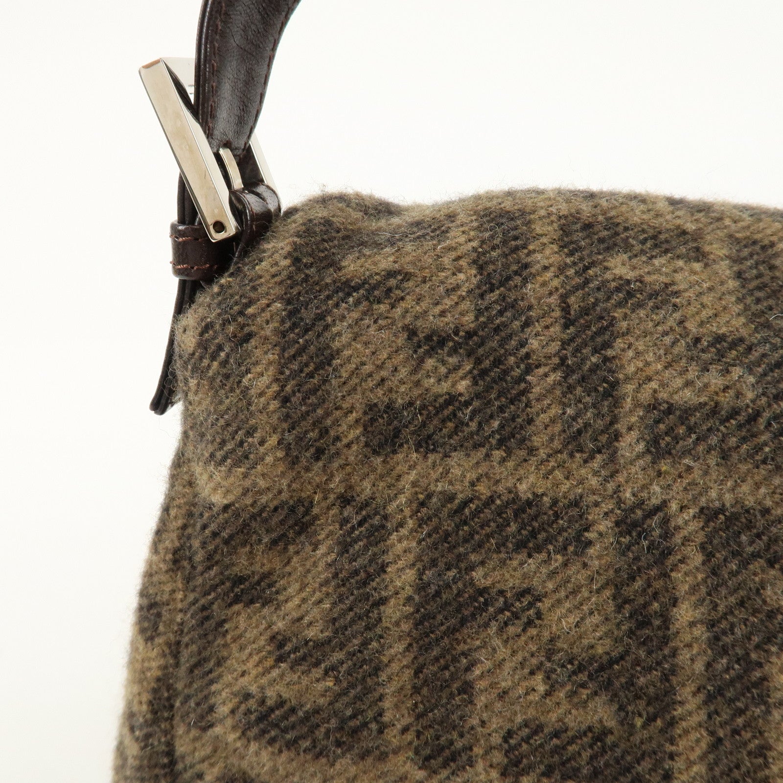 FENDI Mamma Baguette Zucca Wool Leather Shoulder Bag 26325