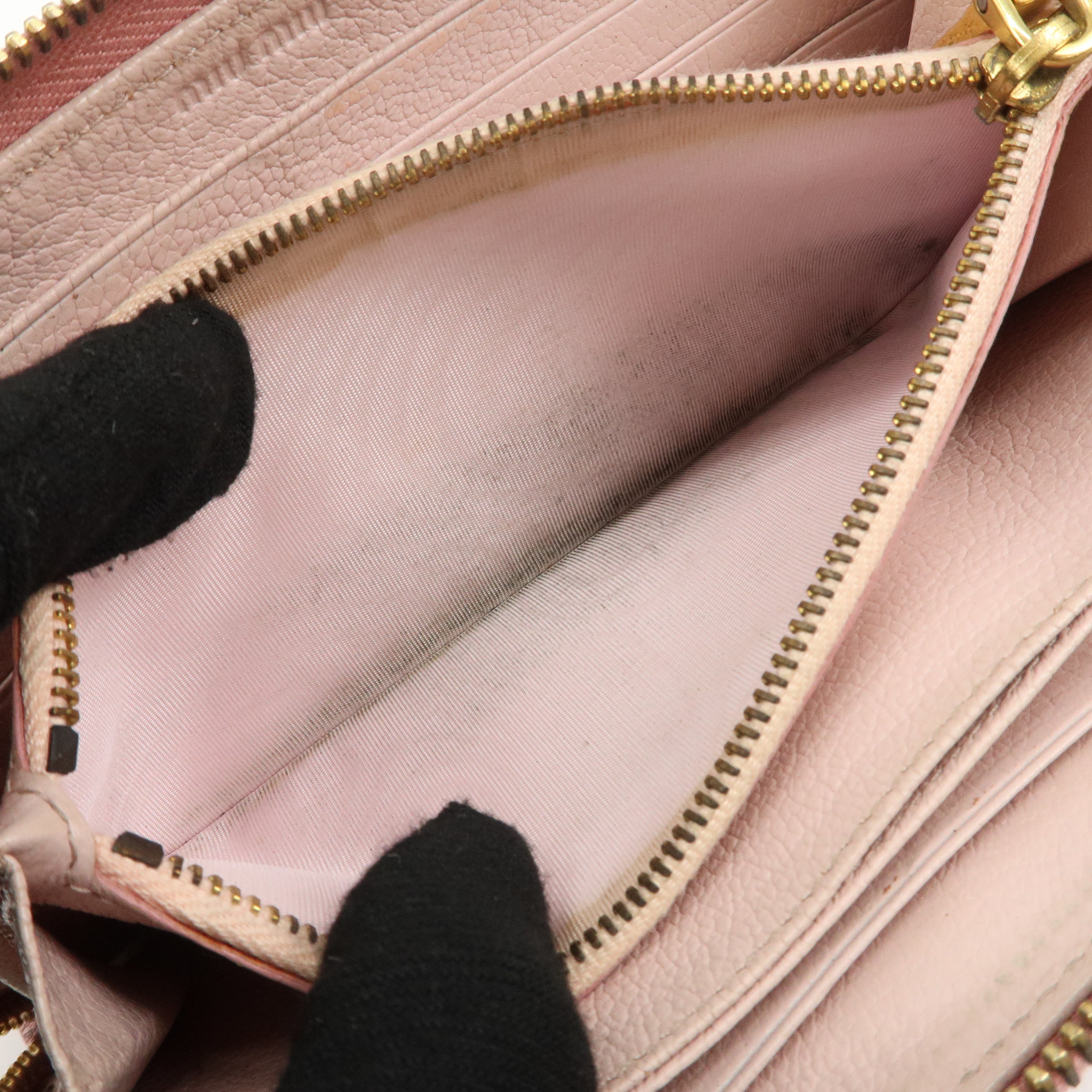 MIU MIU Set of 2 Leather Long Zippy Bi-fold Wallet Pink Used