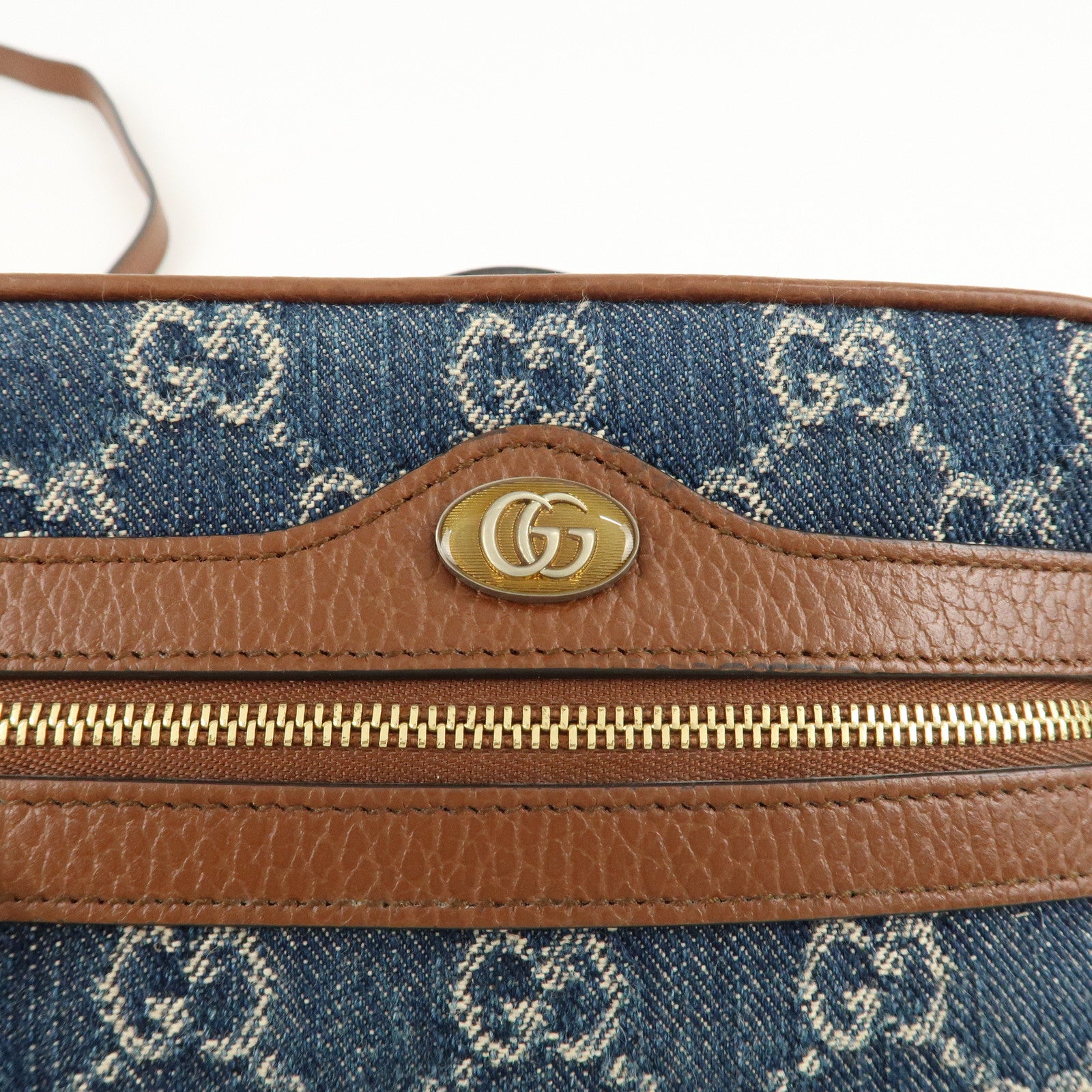 GUCCI Ophidia Denim Leather Shoulder Bag Mini Bag 517350