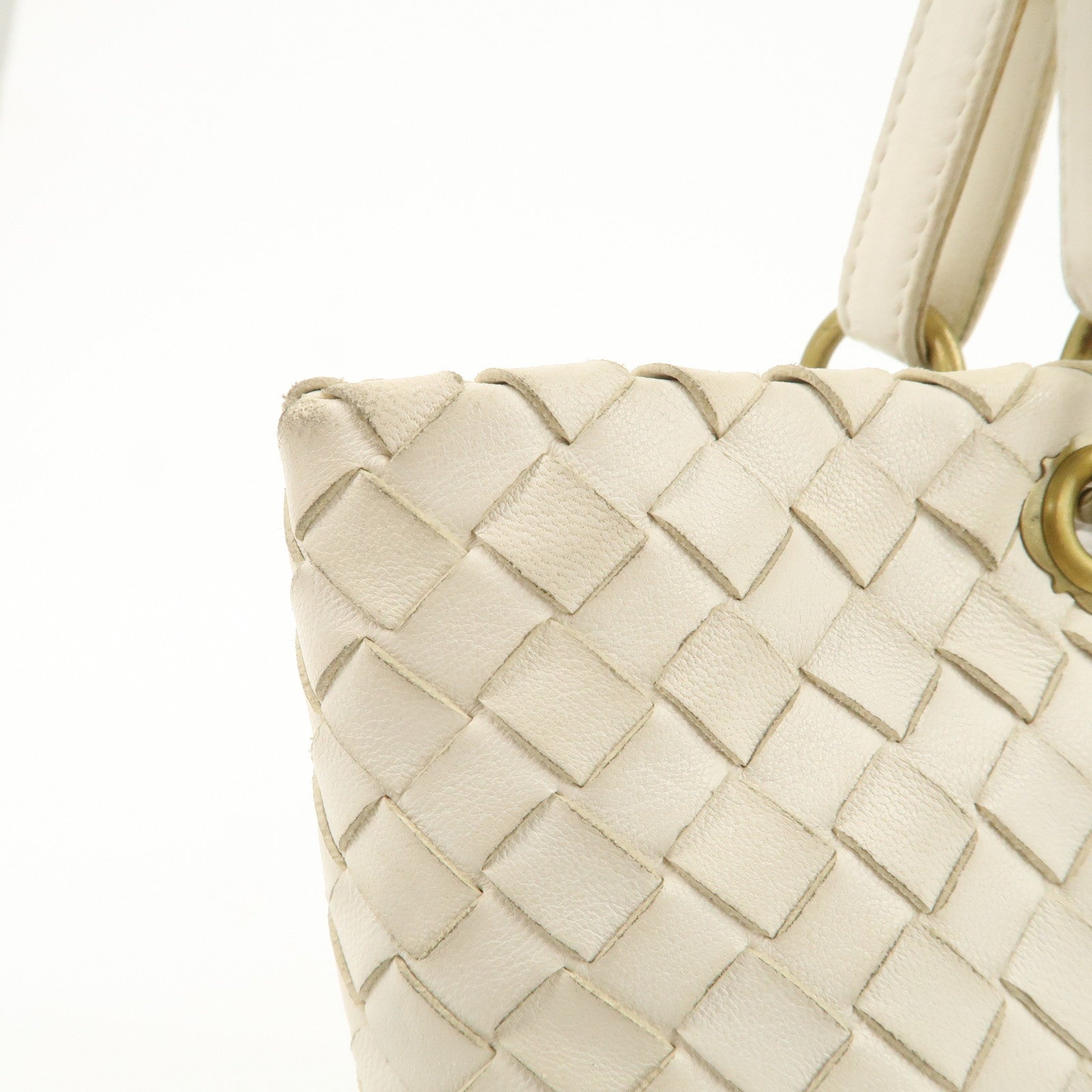 Bottega Veneta Intrecciato Leather Chain Shoulder Bag White