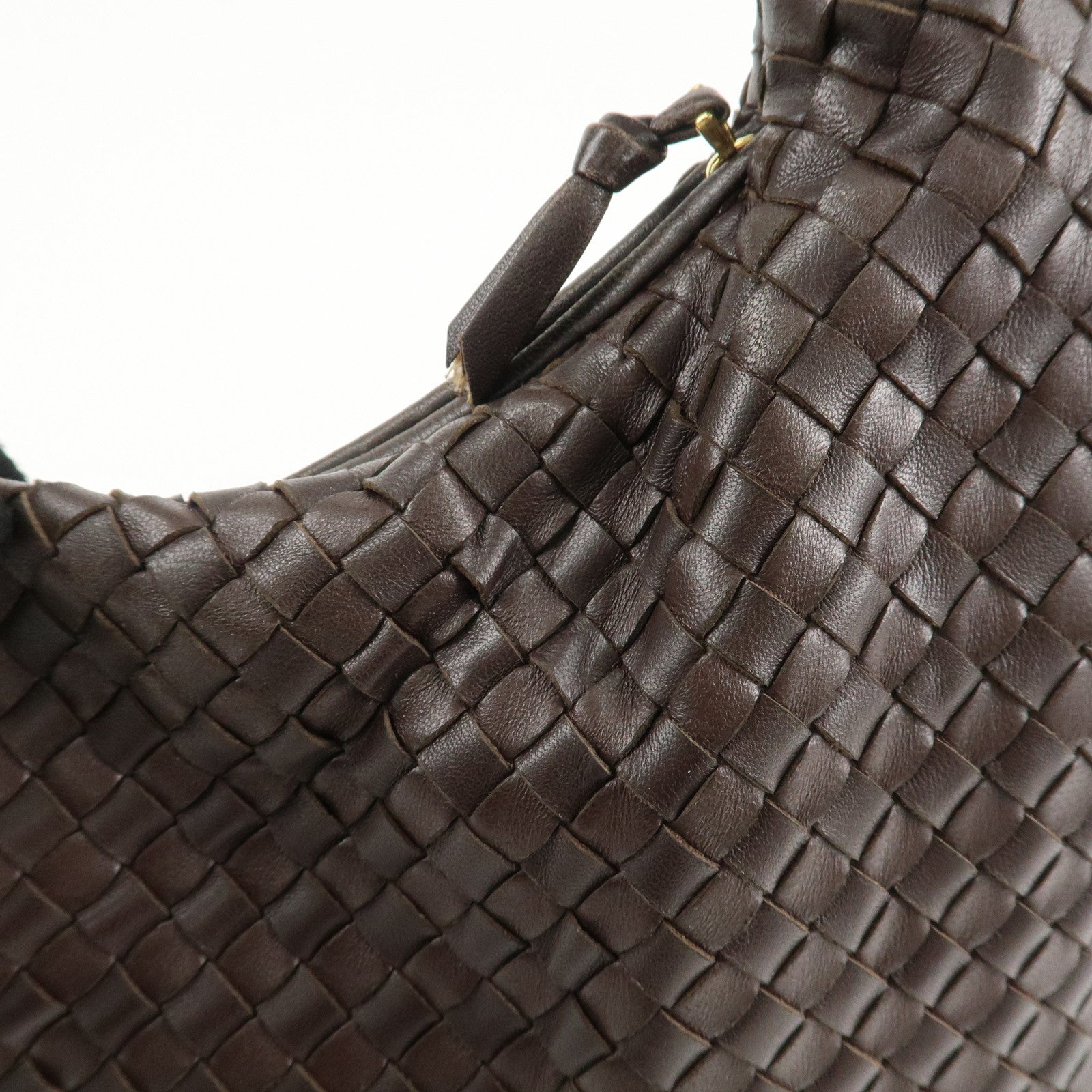 BOTTEGA VENETA Hobo Intrecciato Leather Shoulder Bag Brown 115653