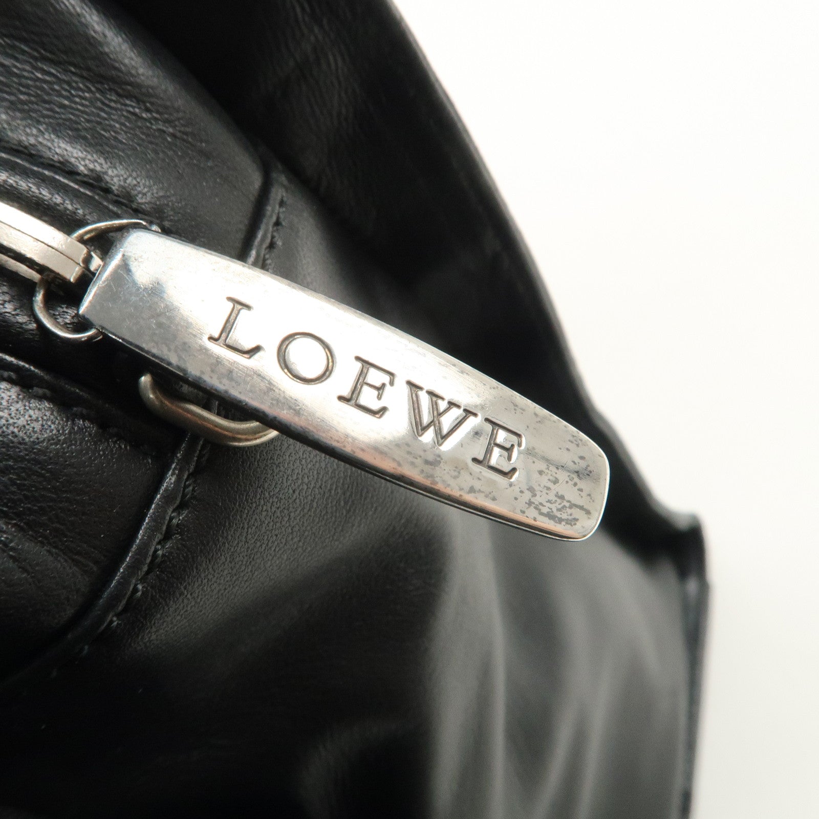 LOEWE Anagram Leather Tote Bag Hand Bag Shoulder Bag Black