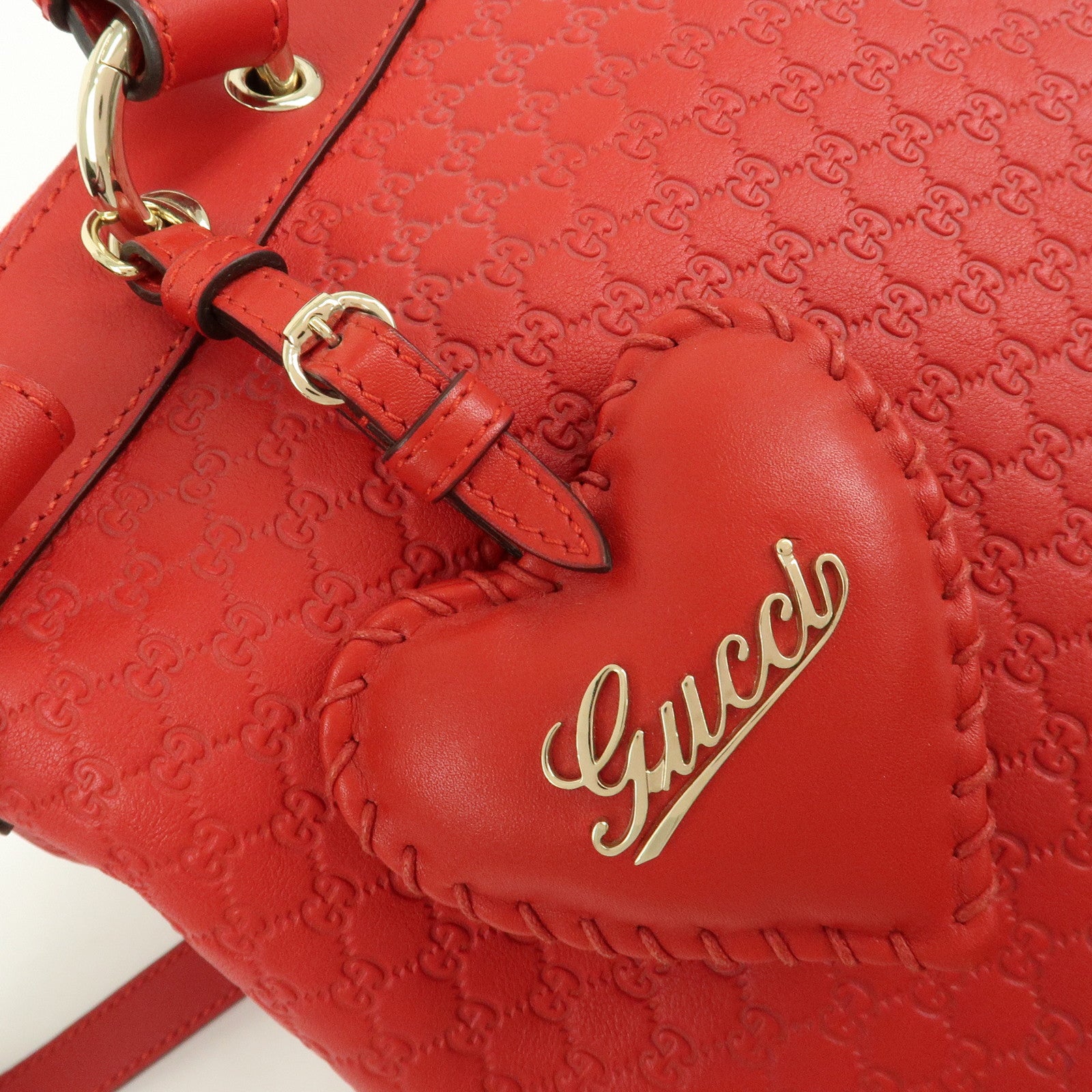 GUCCI Micro Guccissima Leather 2WAY Tote Shoulder Bag Valentine Red