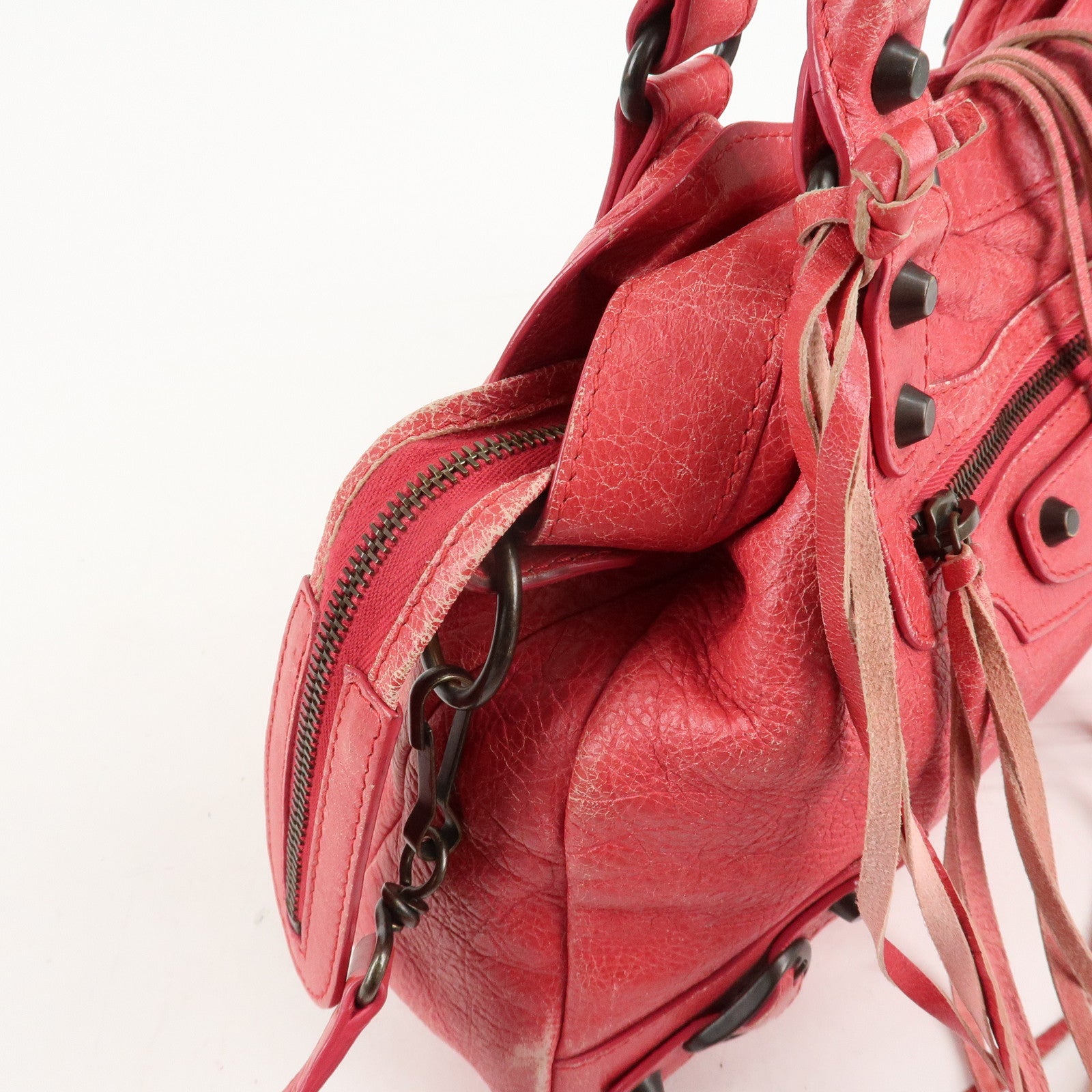 BALENCIAGA The Town Leather 2Way Hand Bag Red 240579 Used
