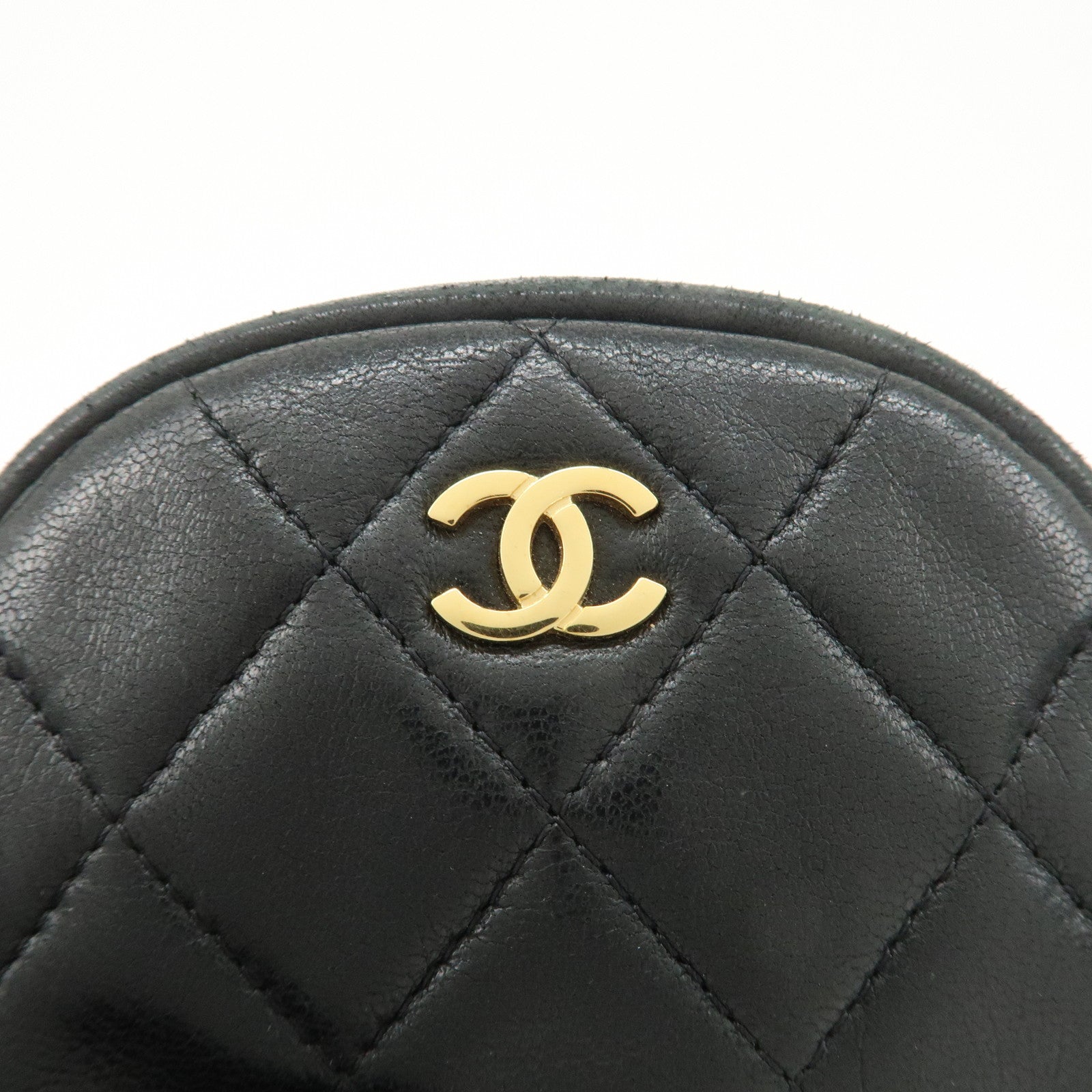 CHANEL Matelasse Lamb Skin COCO Mark Coin Case Black