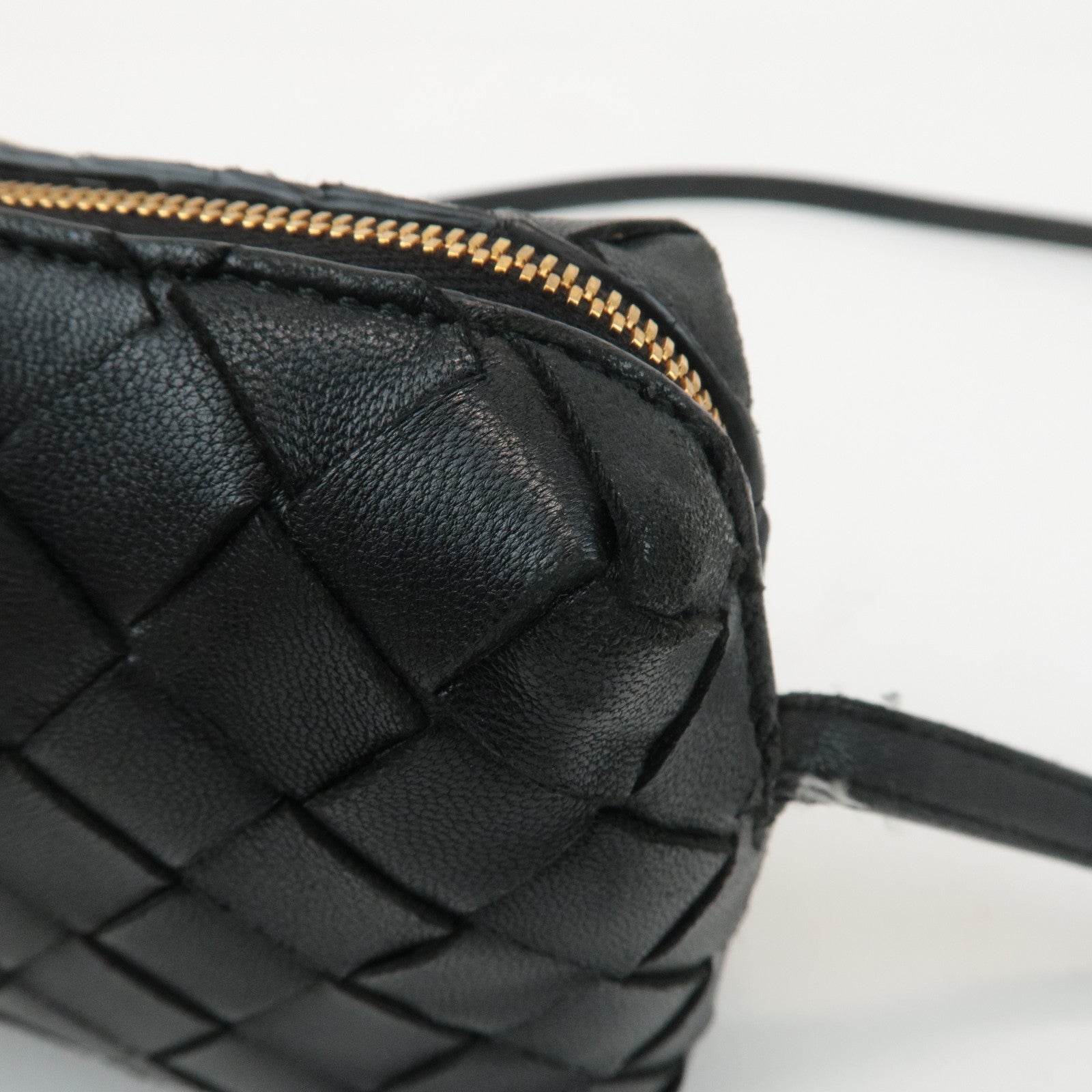 BOTTEGA VENETA Intrecciato Leather Shoulder Bag Black