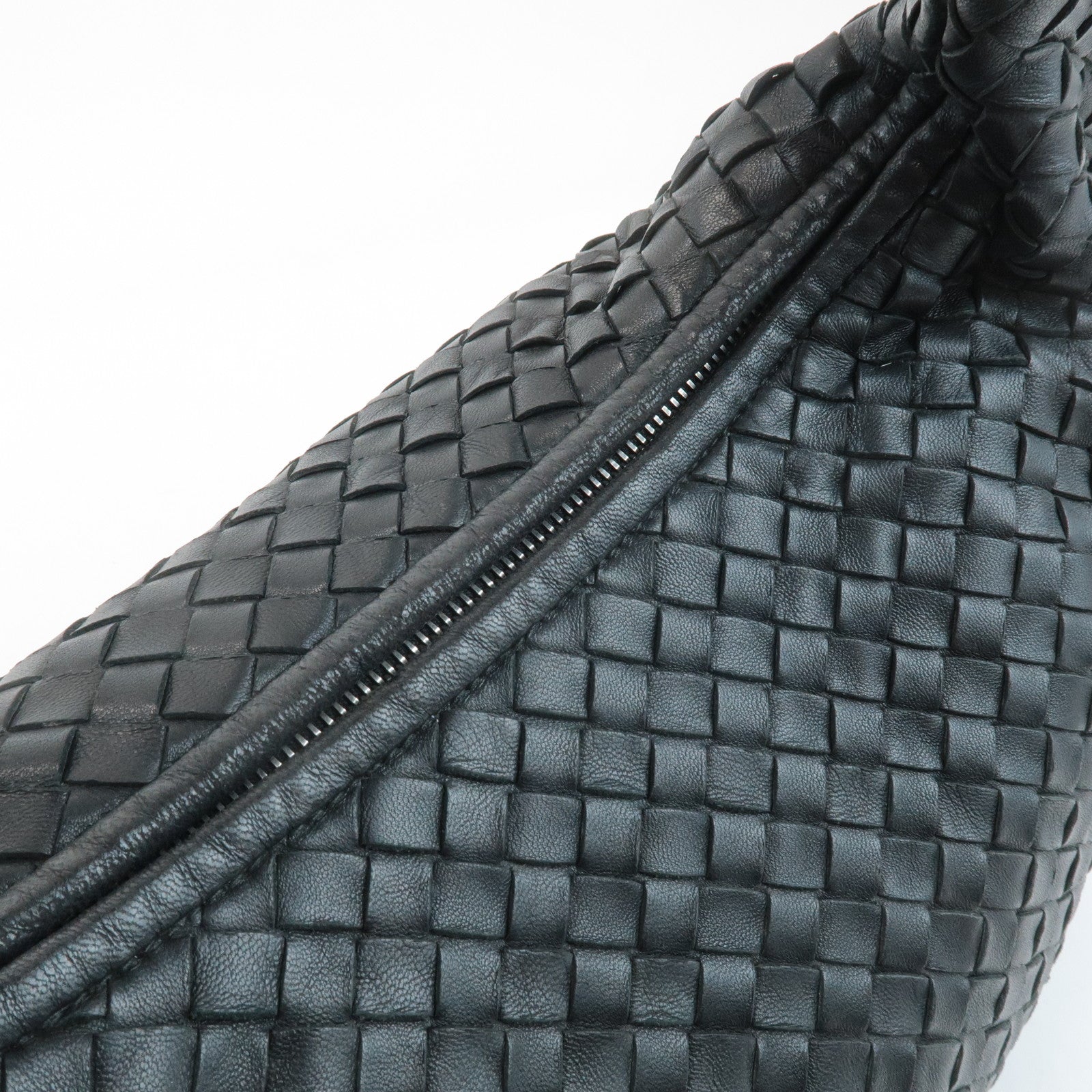 BOTTEGA VENETA Intrecciato Leather Shoulder Bag Black 232499