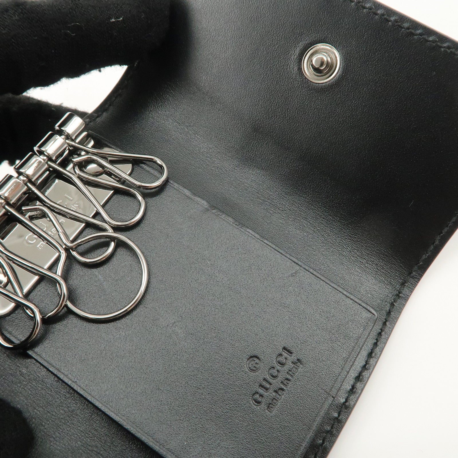 GUCCI Guccissima Leather 6 Rings Key Case Key Holder Black 779824 Used