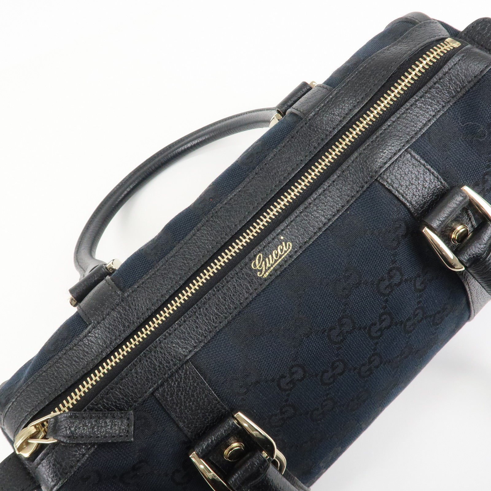 GUCCI Abbey GG Canvas Leather Mini Boston Bag Black 130942 Used