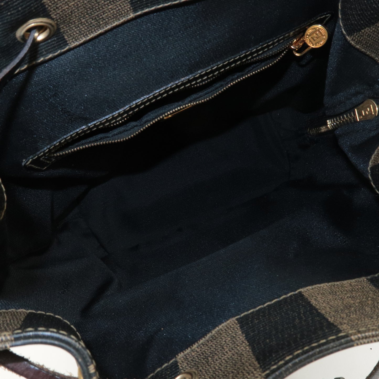FENDI Pequin PVC Leather Back Pack Bag Brown Black 259292